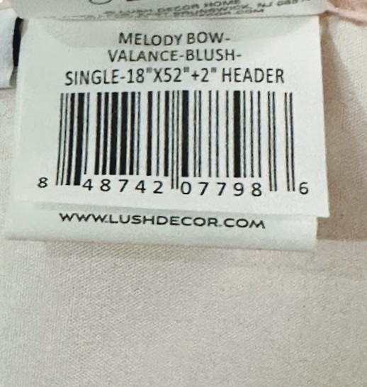 Lush Decor Melody Bow Blush Window Valance 18″ x 52″ Pink Sheer New in Bag