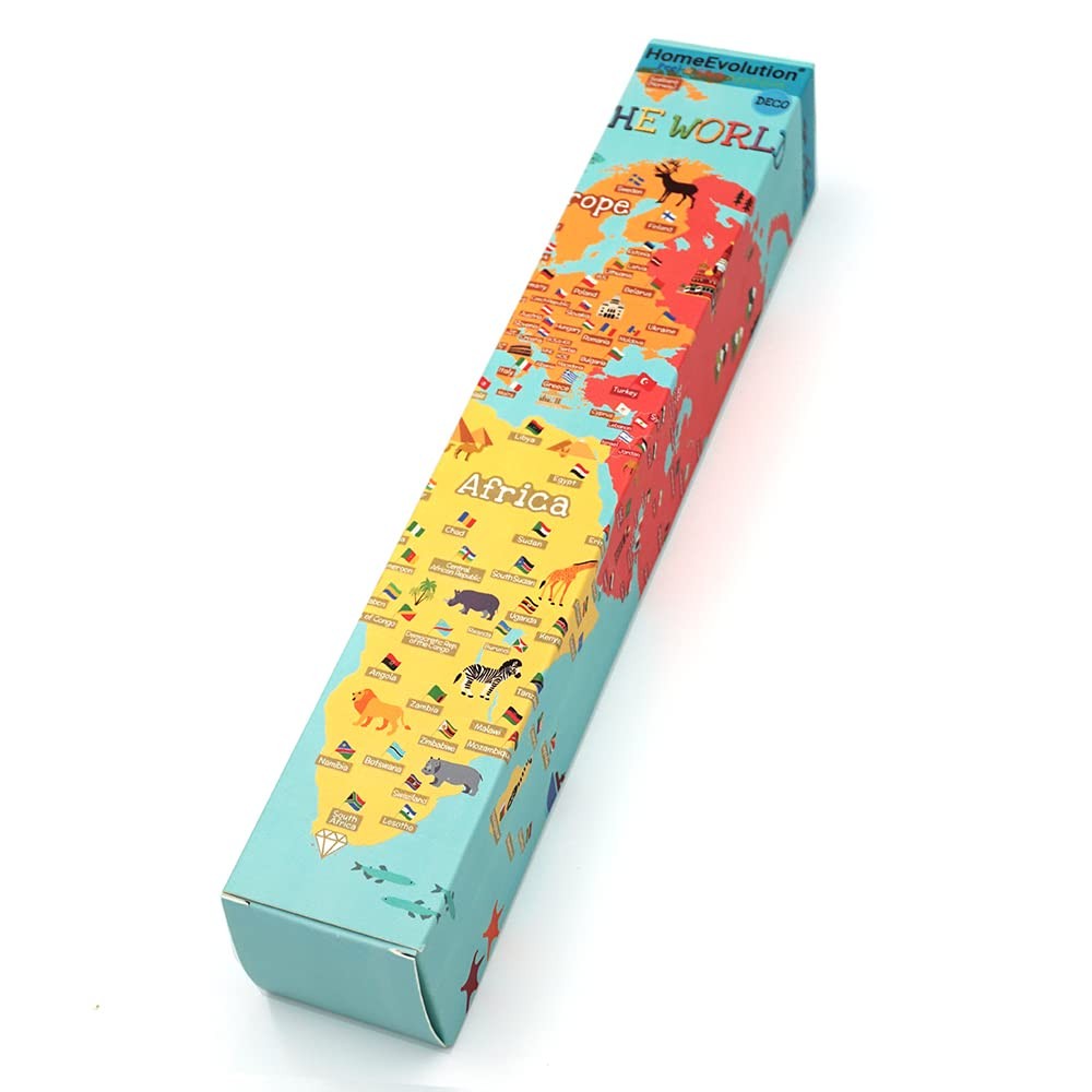 HomeEvolution Kids Educational Removable World 40 inch x 12 inch, Colorful