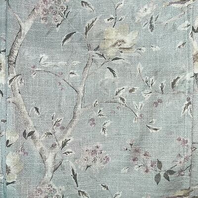 38 x 96 Lillian August Curtains Rod Pocket Birdsong Floral Seafoam Green Blue