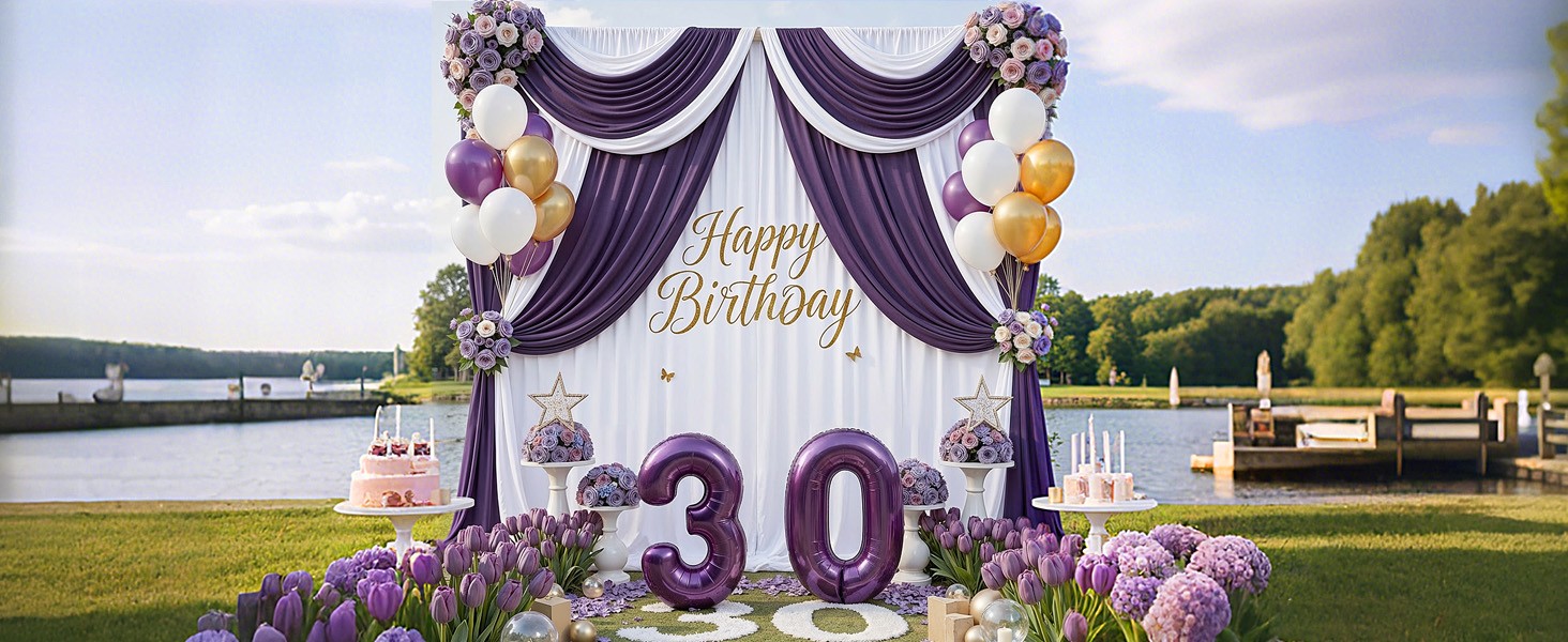 40x10ft White Backdrop Curtains for Parties, 8 Panels 5x10ft Wrinkle-Polyester