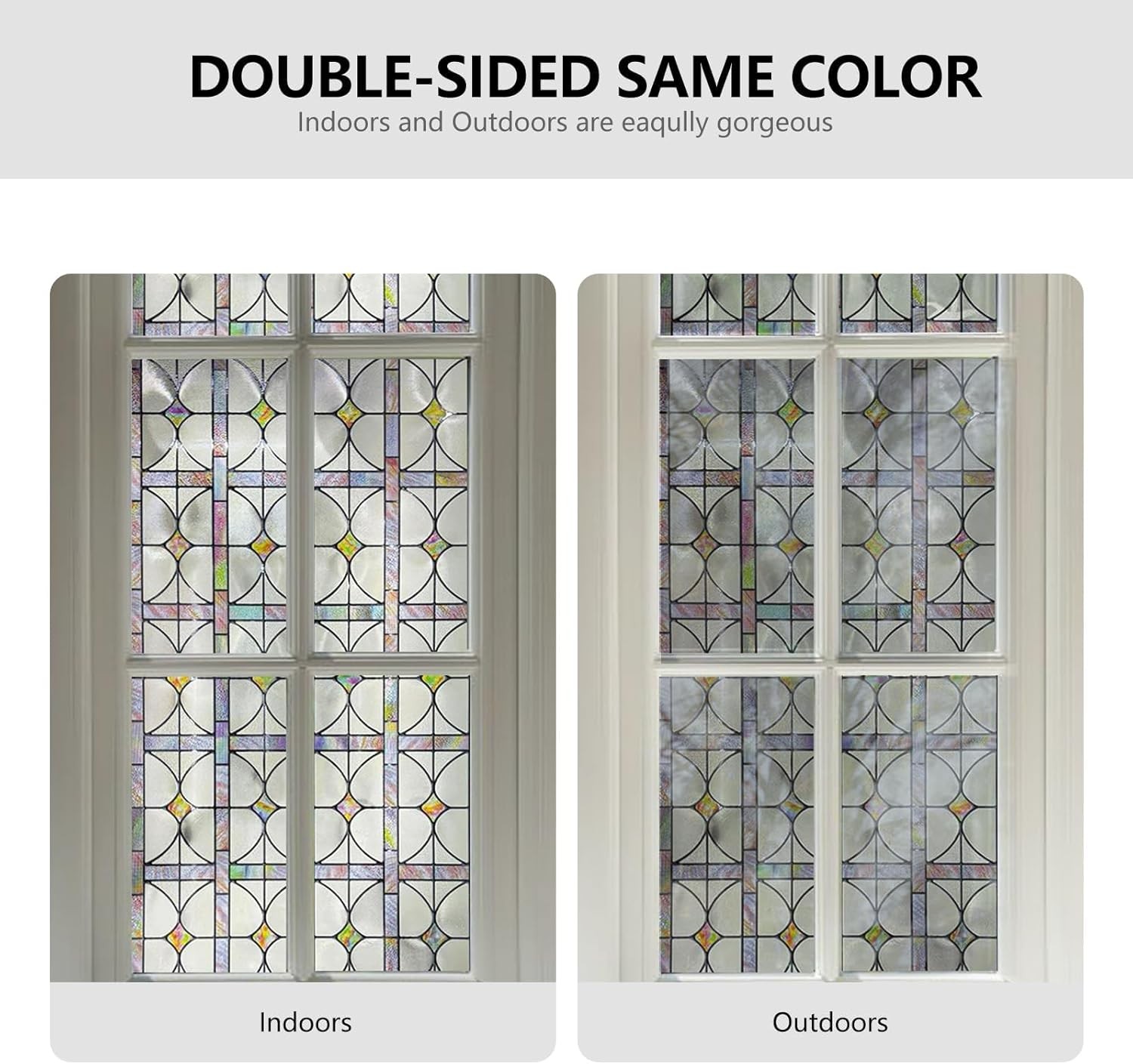 3D Stained Glass Window Film, Decorative Window Privacy Film for Bathroom,Front