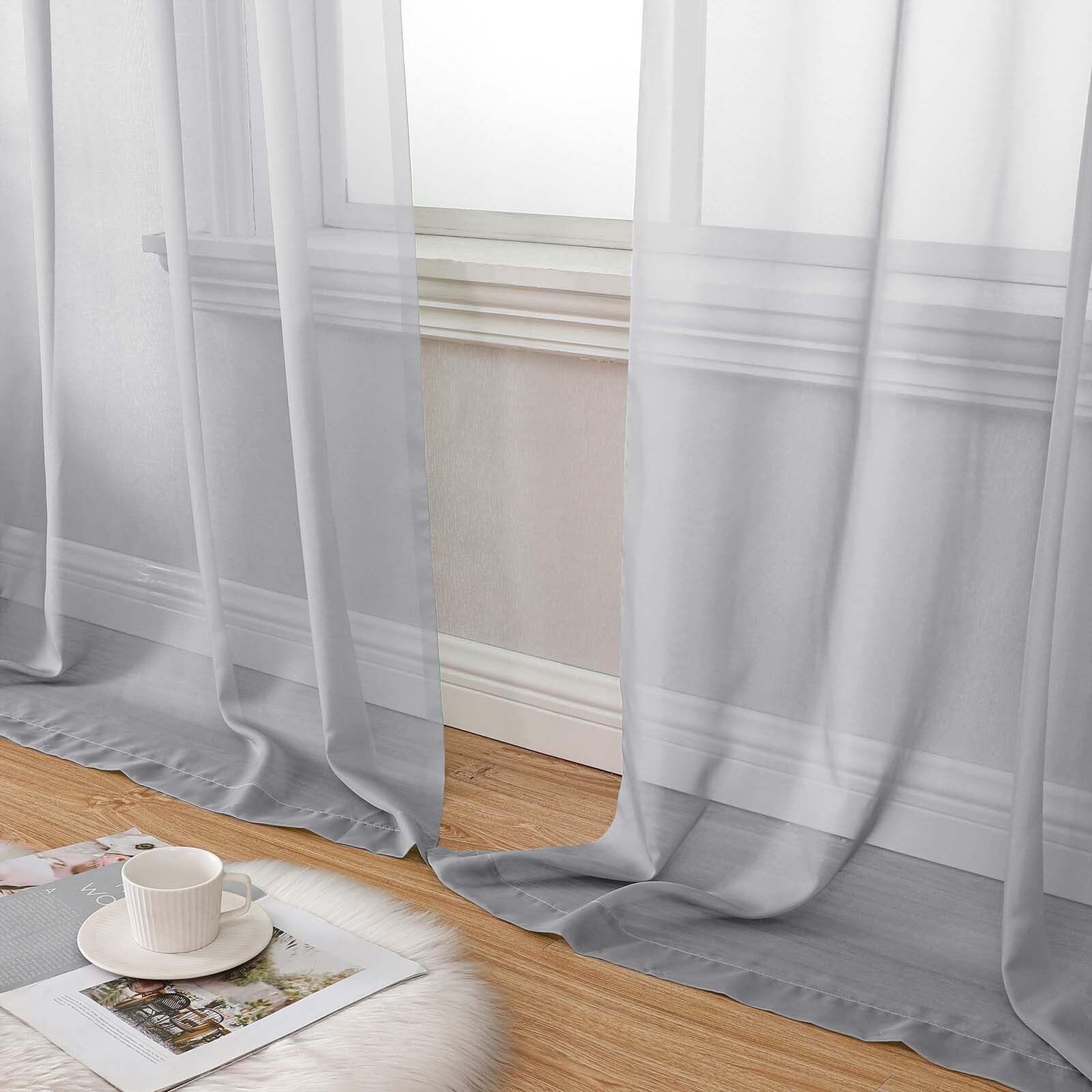 Light Grey Sheer Curtains 84 Inches Long 2 Panels, Soft Light Filtering Curta…