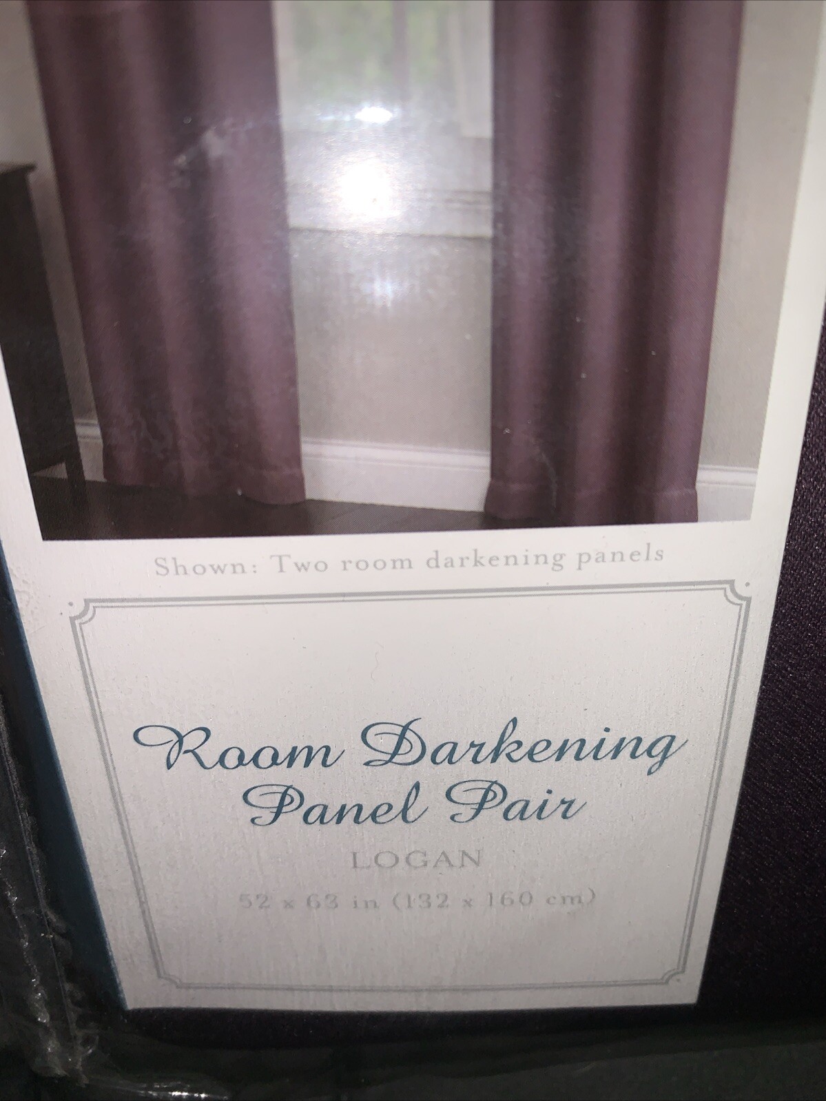 Jaclyn Smith Room Darkening Panel Pair Logan 52”x63” 100% Poly Dark Purple Plum