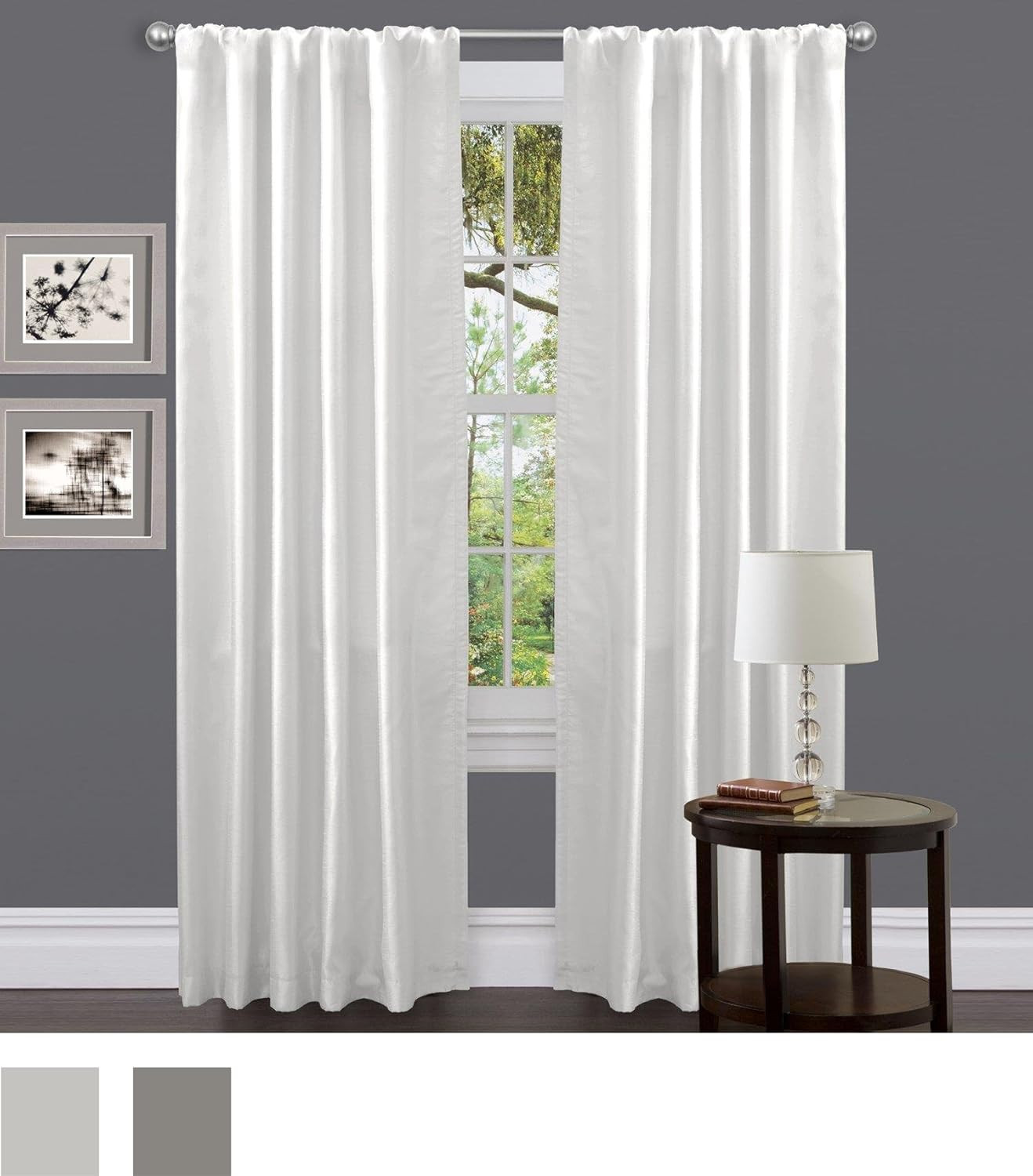 White Venetian Solid Color Window Panel for Living, Dining, Bedroom Curtains