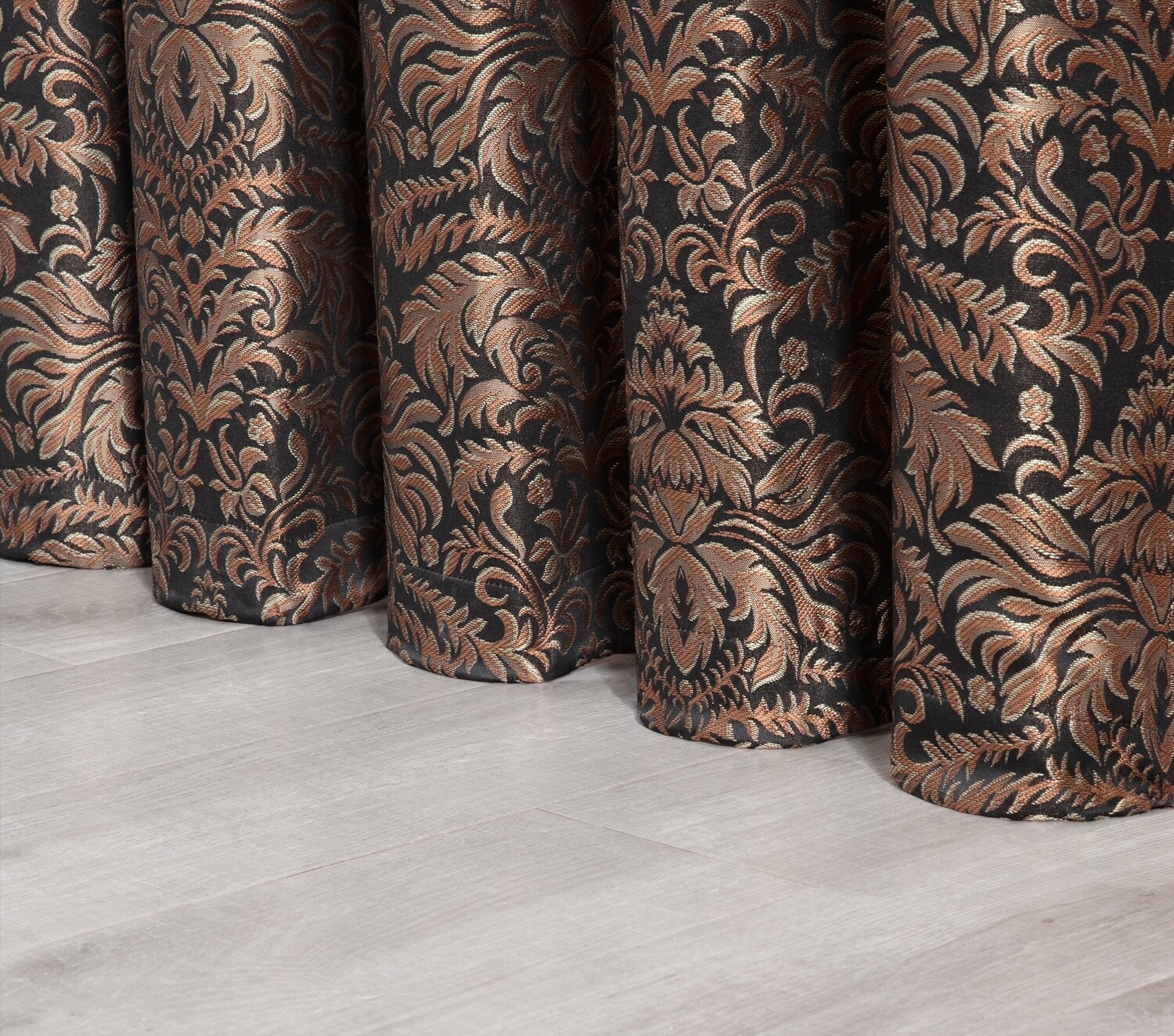 Chezmoi Collection Lisbon 4-piece Black/Gold Jacquard Floral Window Curtain Set