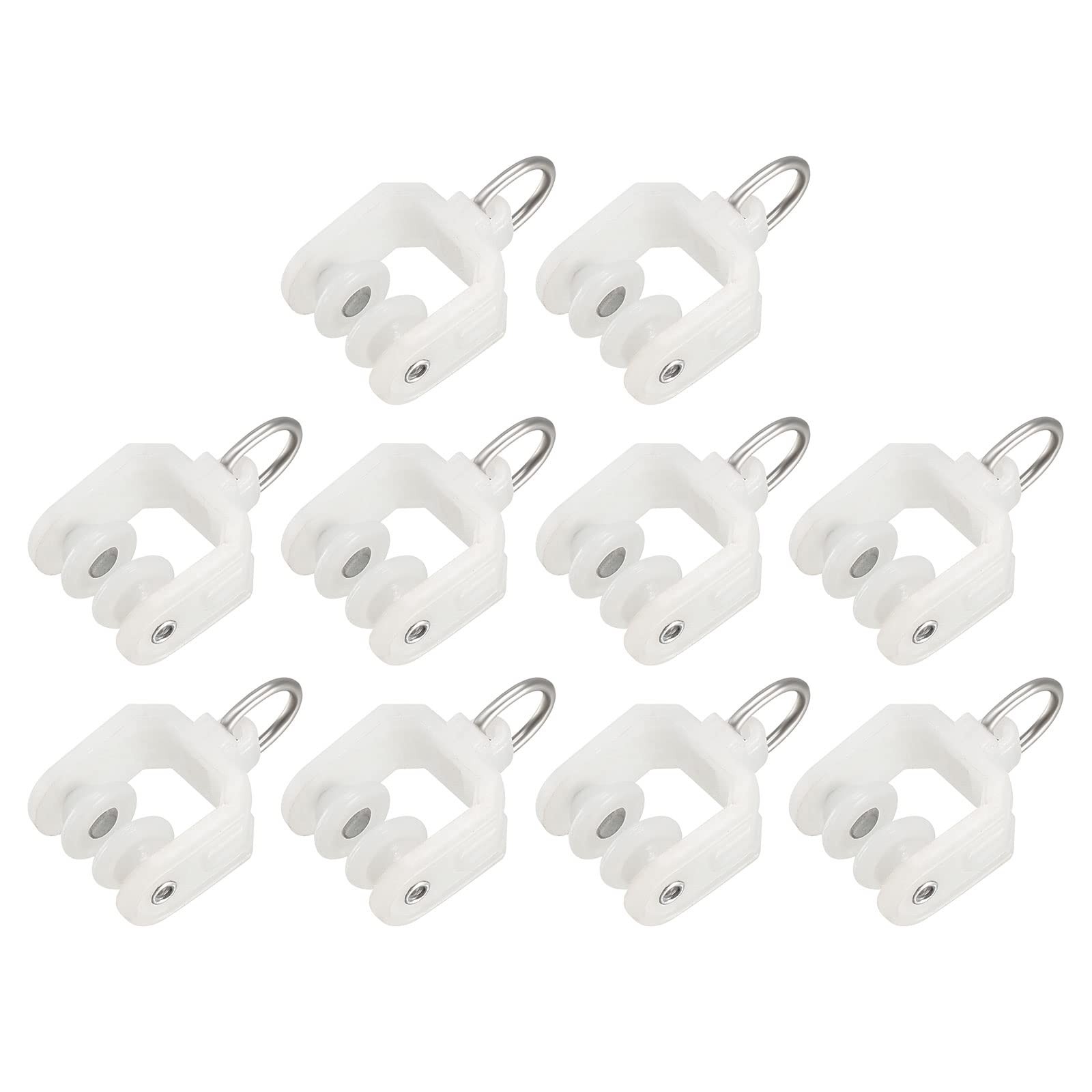 METALLIXITY Curtain Track Rollers (9mm/0.35″) 30Pcs, Plastic Twin White