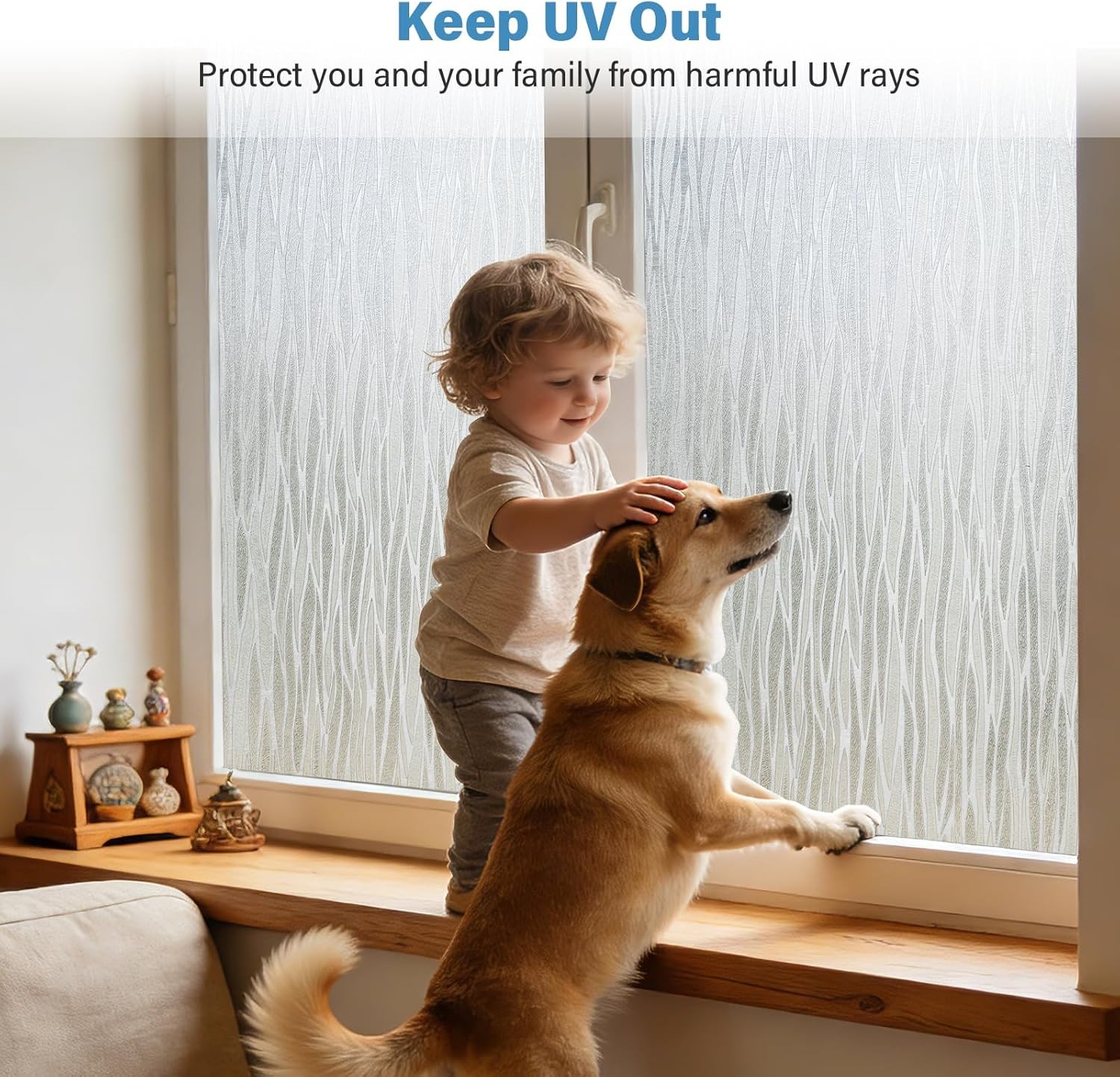 Finnez Frosted Privacy Window Film Static Cling, Non-Adhesive Decorative Cover