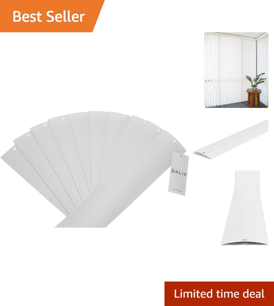 Elegant White PVC Vertical Blind Slats, Curved & Trimmable – 82.5 x 3.5, 10-Pack