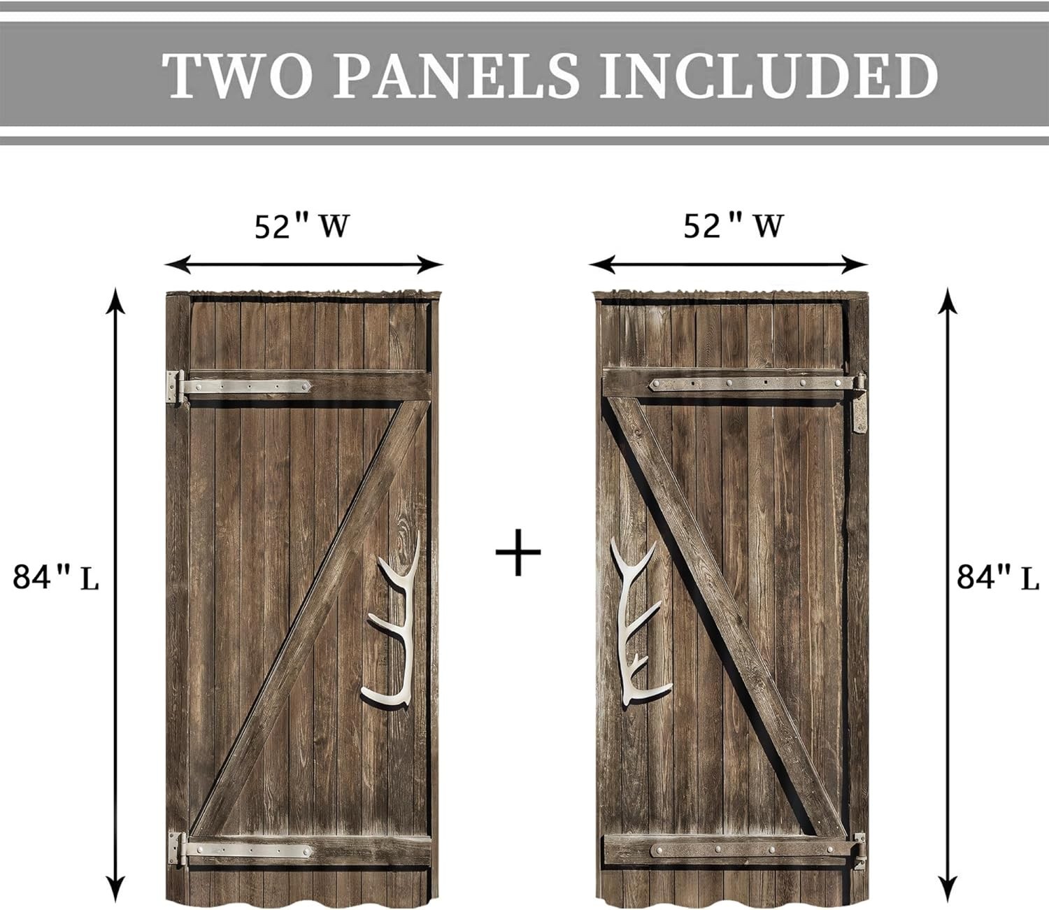 Cinbloo Wooden Barn Door Curtains Rod Pocket Rustic Brown Barnwood Garage Gate W