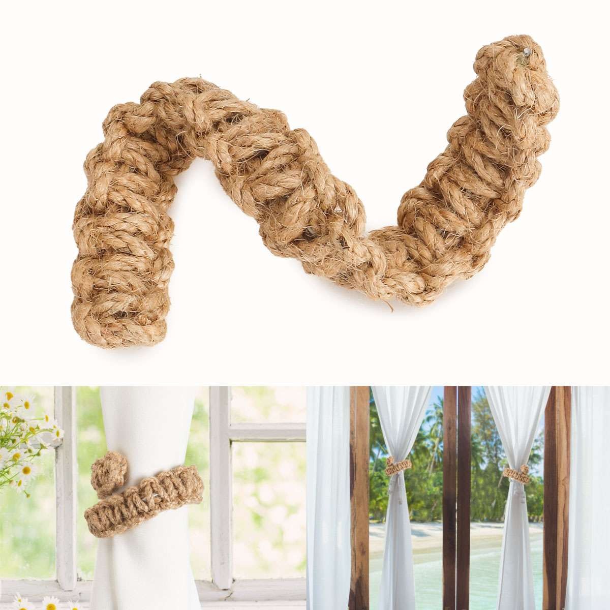 1/2/4PCS Handmade Khaki curtain tie back or door stop, Braided curtain holdback