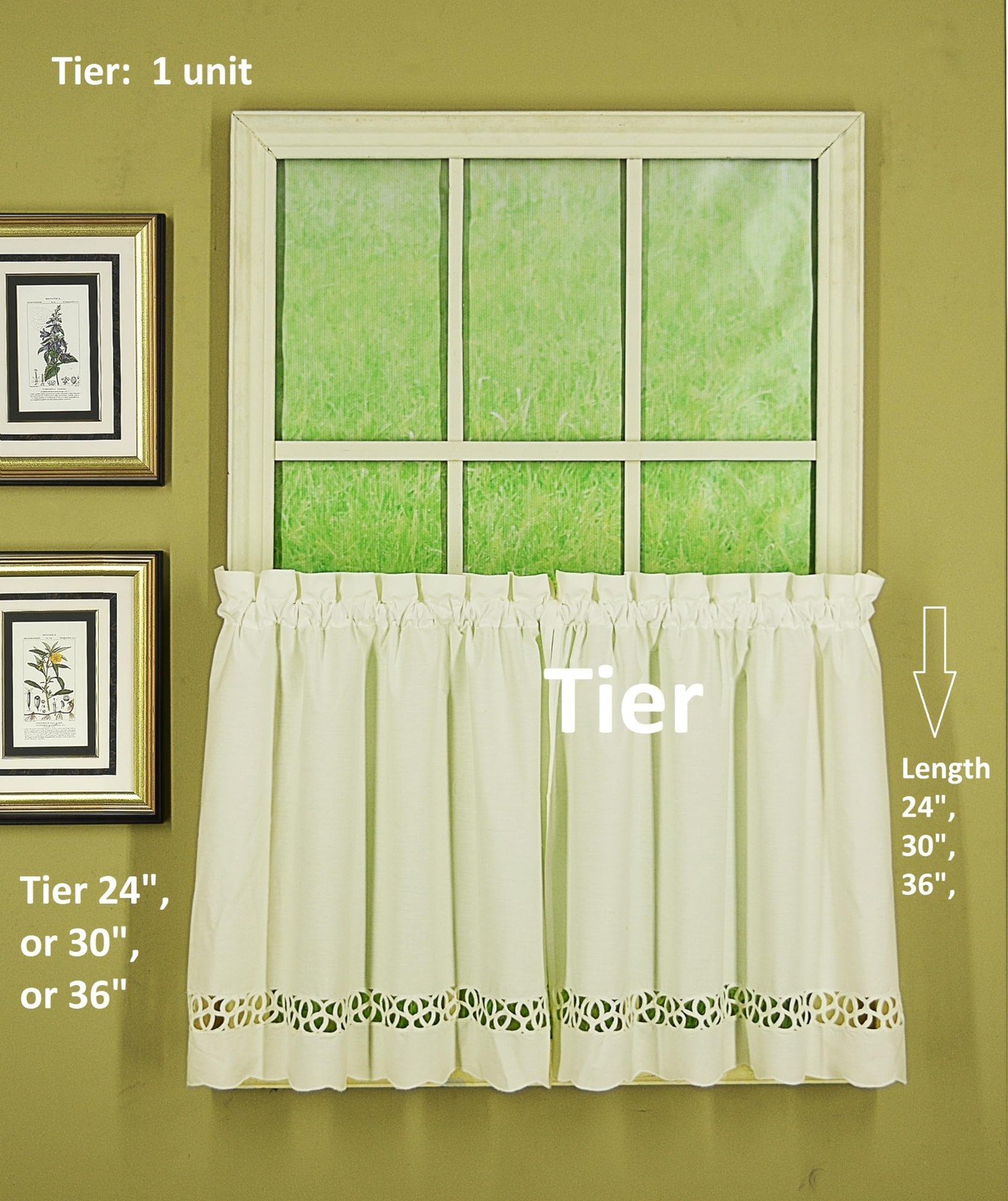 , Hellina Tapework Tier 24″, Ecru, 60″ W x 24″ L