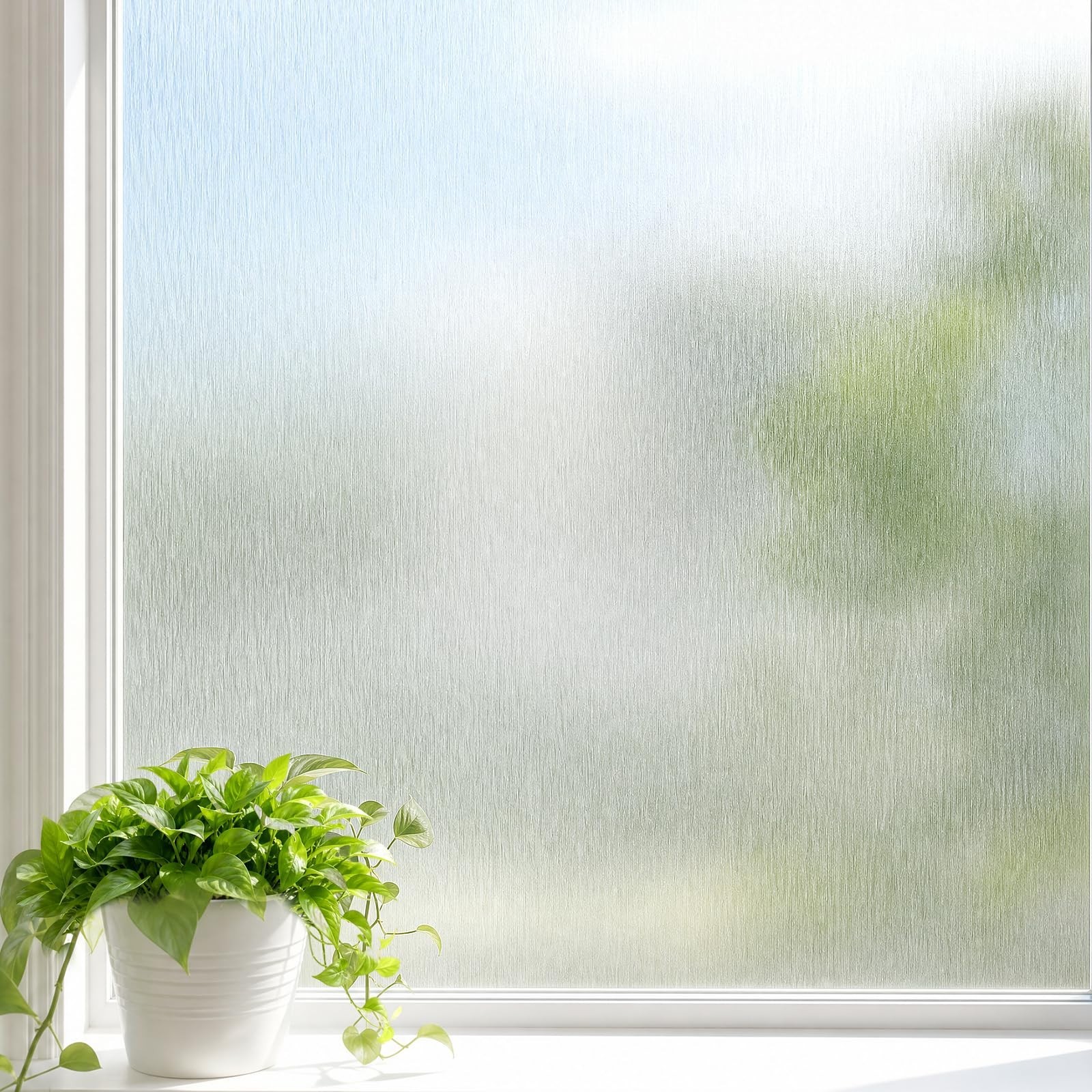 Frosted Window Privacy Film – Brushed Silver Static Cling Glass Film 78.7 x 23″