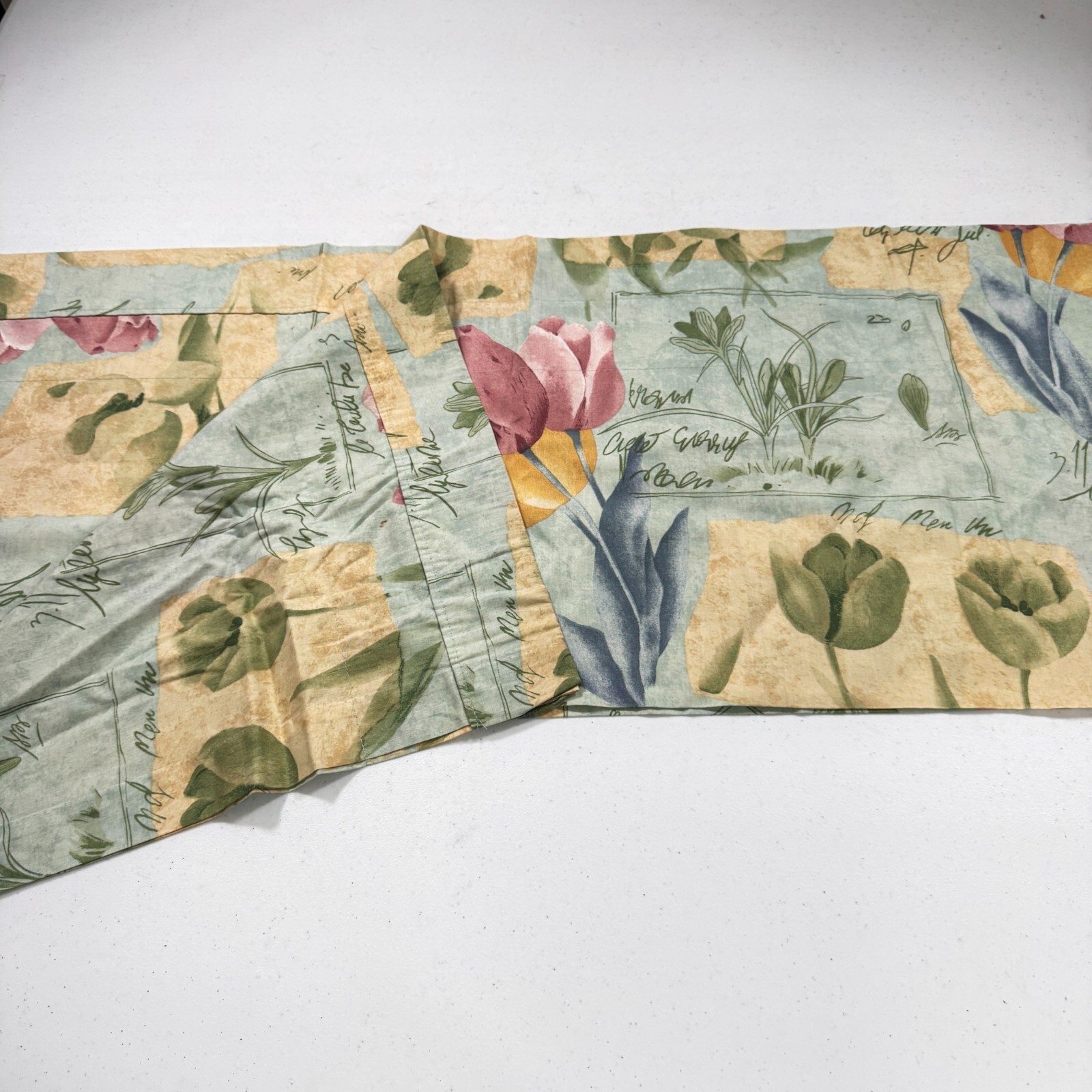 vintage croscill valance curtain green floral plants blend 17×87 usa y2k 90s