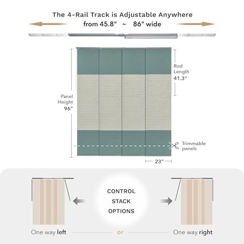 99.99% Blackout Adjustable Sliding Panel Track Fern Stitch (Blackout 2.0)