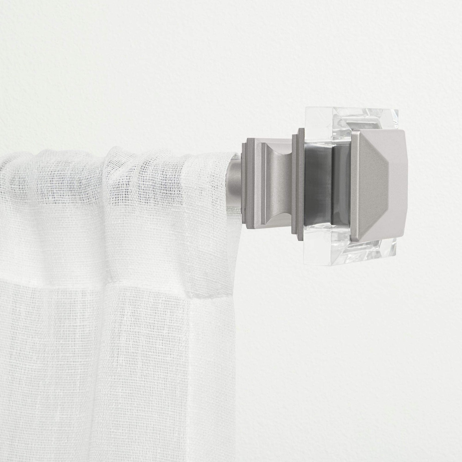 Curtains Prism 1″ Curtain Rod and Coordinating Finial Set, Matte Silver, Adju…