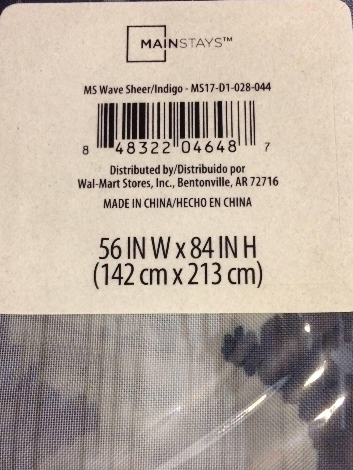 2 PACK Mainstays Wave Sheer/Indigo 56″ x 84″ Panel