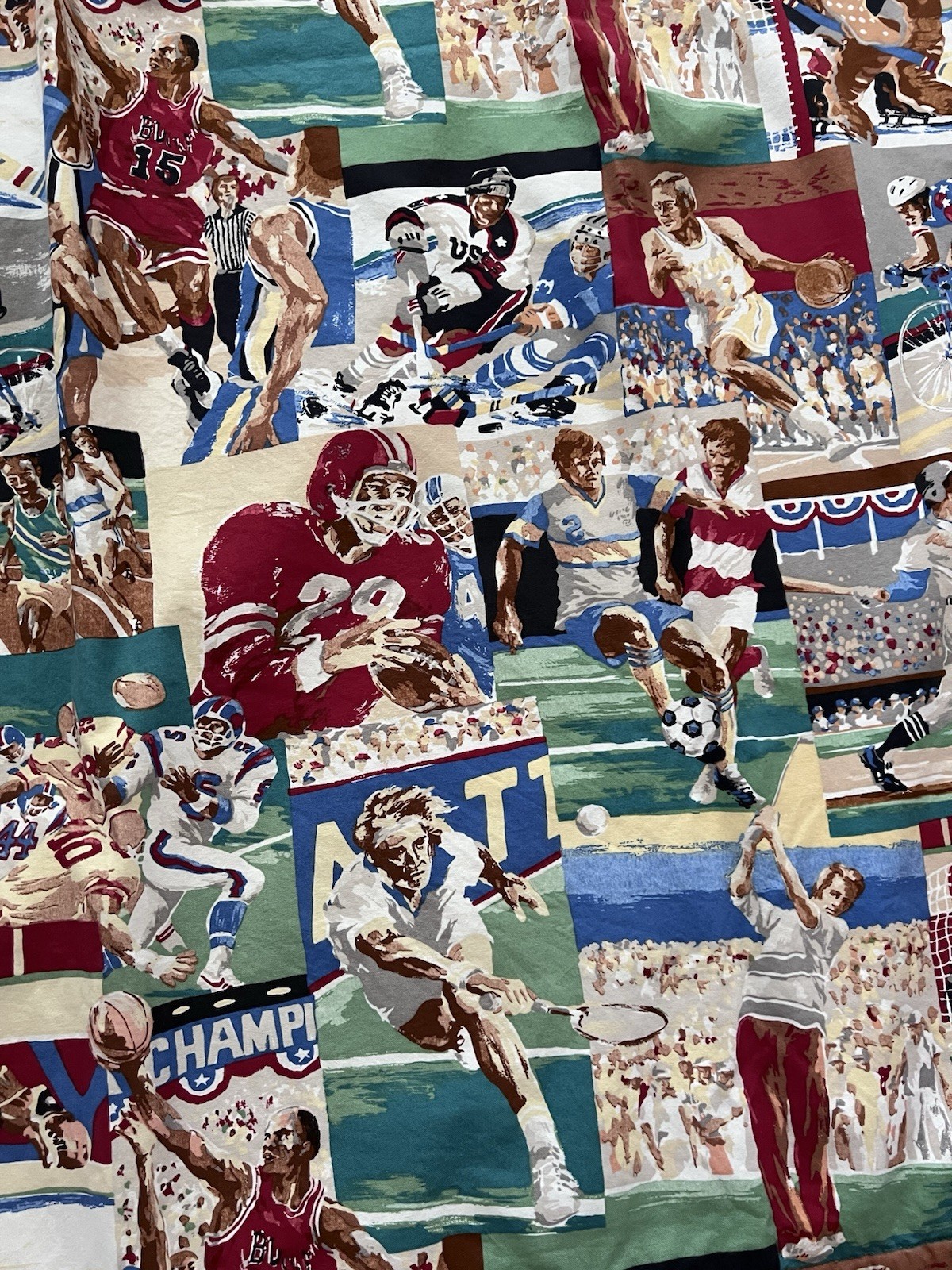 THIS END UP Boys-Sports Theme Window Curtain/Roman Shade 45″W 62″L MINT