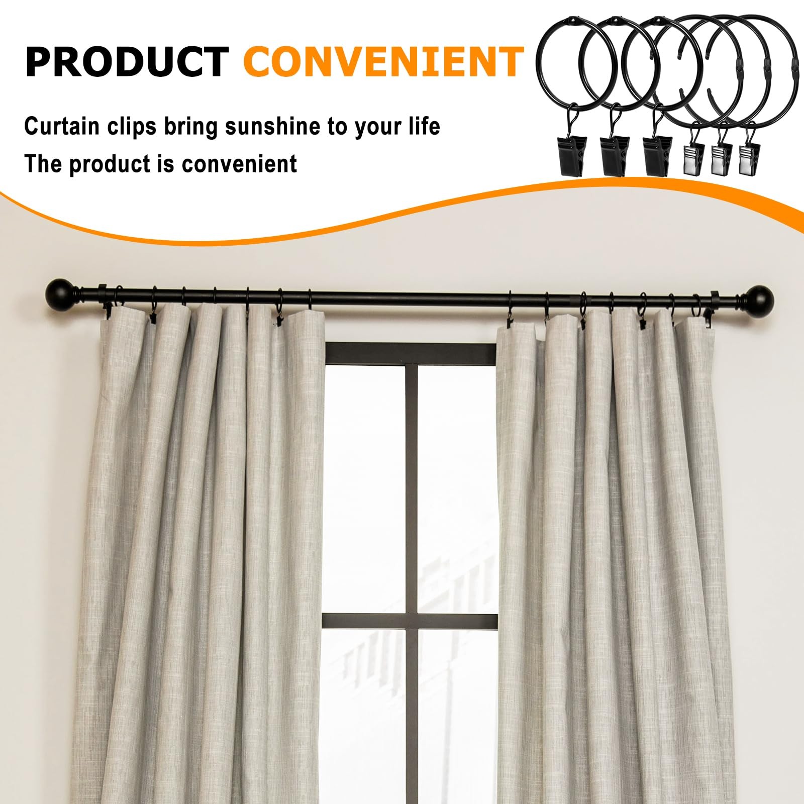34 PCS Openable Curtain Rings with Clips, 1.25-Inch Inner Diameter Open Drape…
