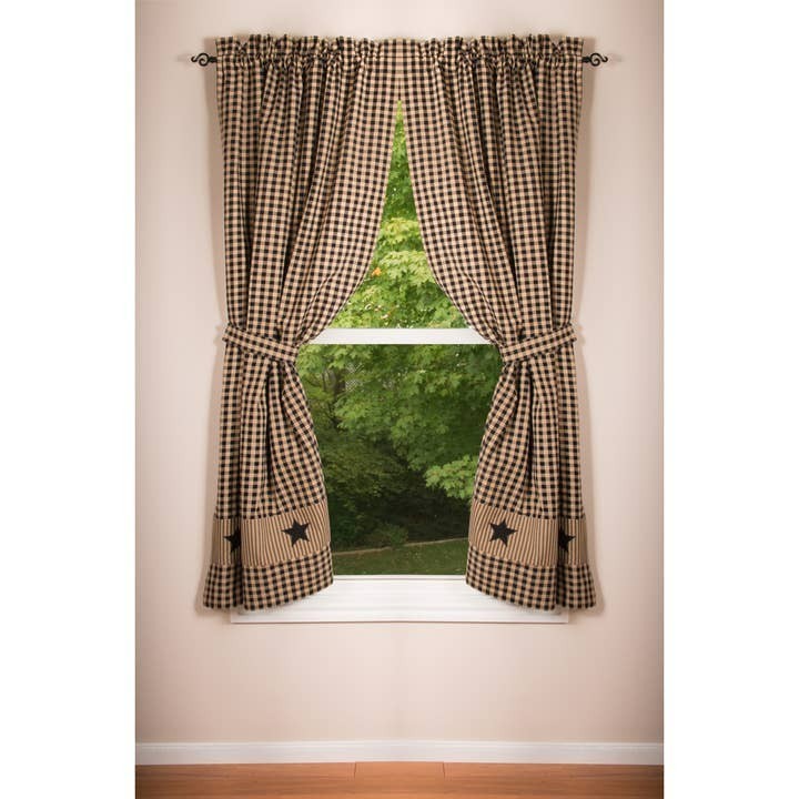 Heritage House Black Star Curtains – 63 inch