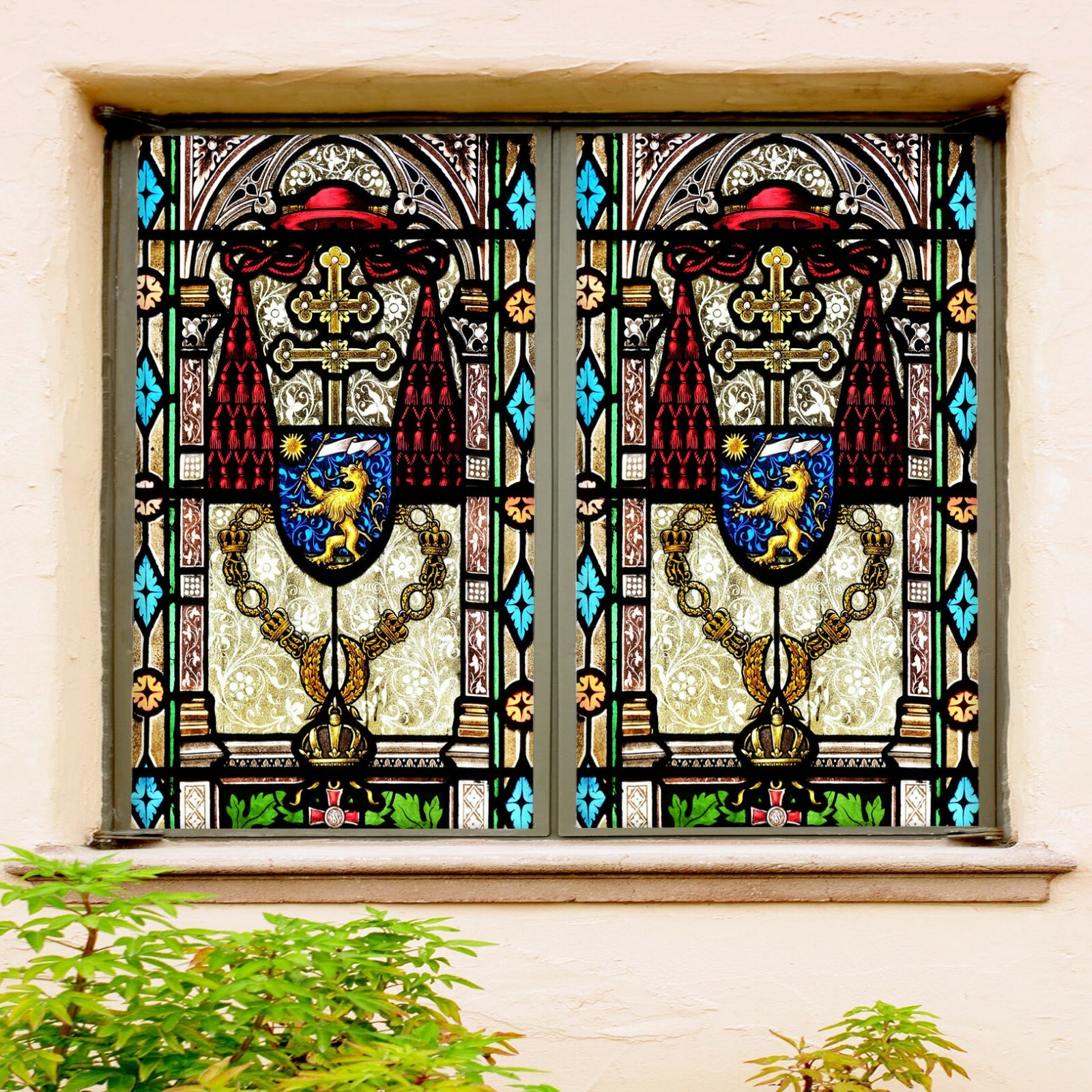 3D Cross Pattern O2460 Window Film Print Sticker Cling Stained Glass UV Block Fa