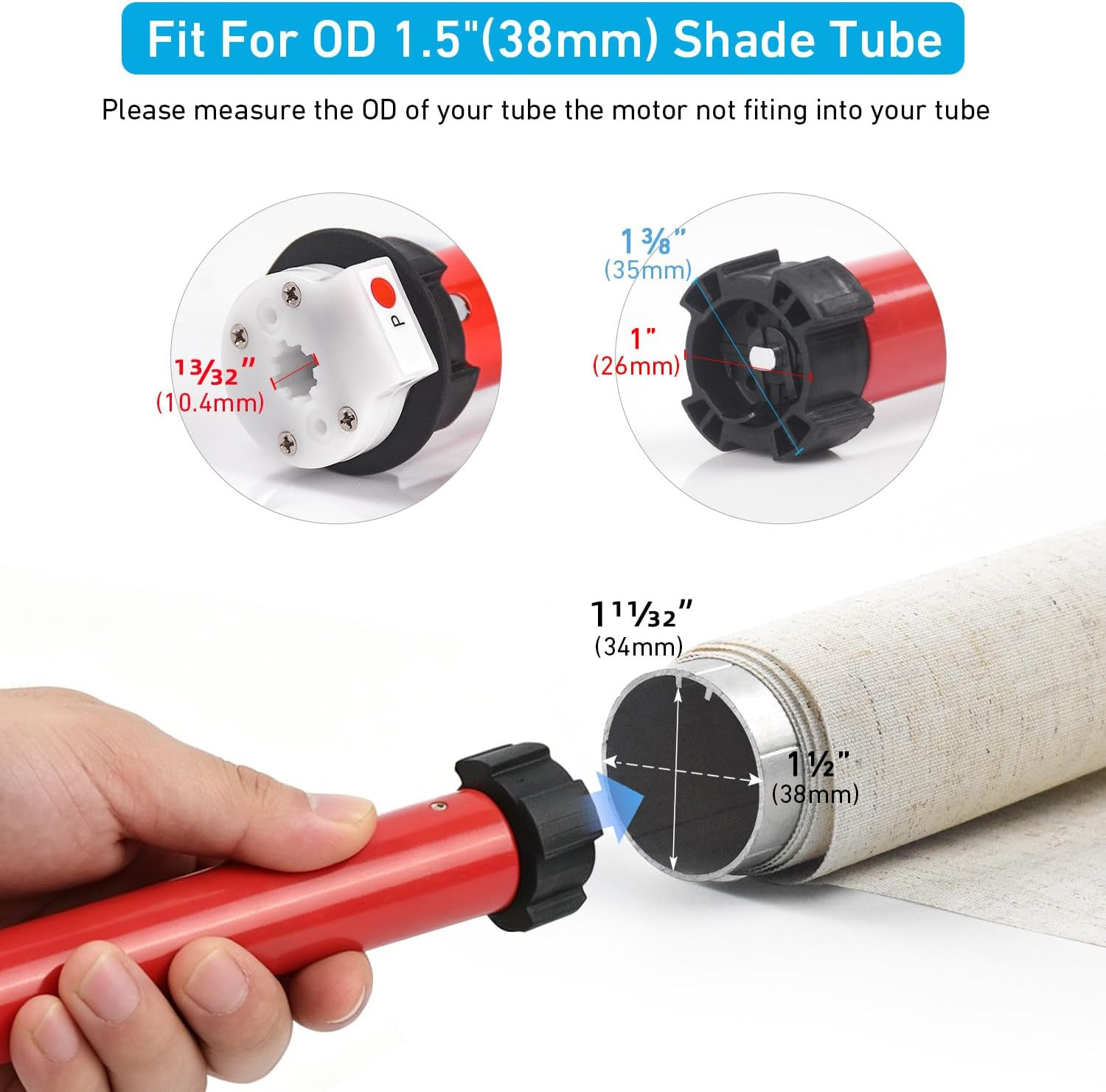 DIY 24V DC Tubular Roller Blind Motor Kit, EY2524 1.5N·m Smart Shade Motor with