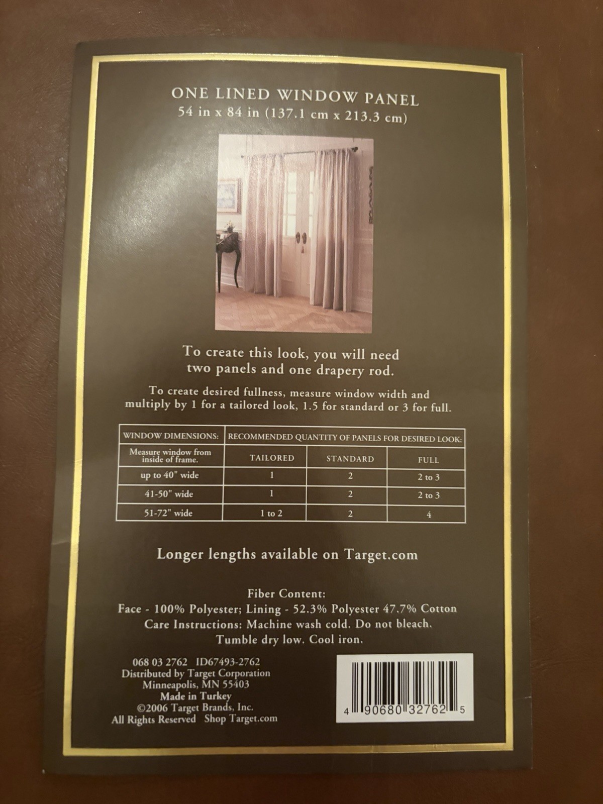 NEW Fieldcrest Luxury Tan Strip Lined Window Panel 54″ x 84″ NIP