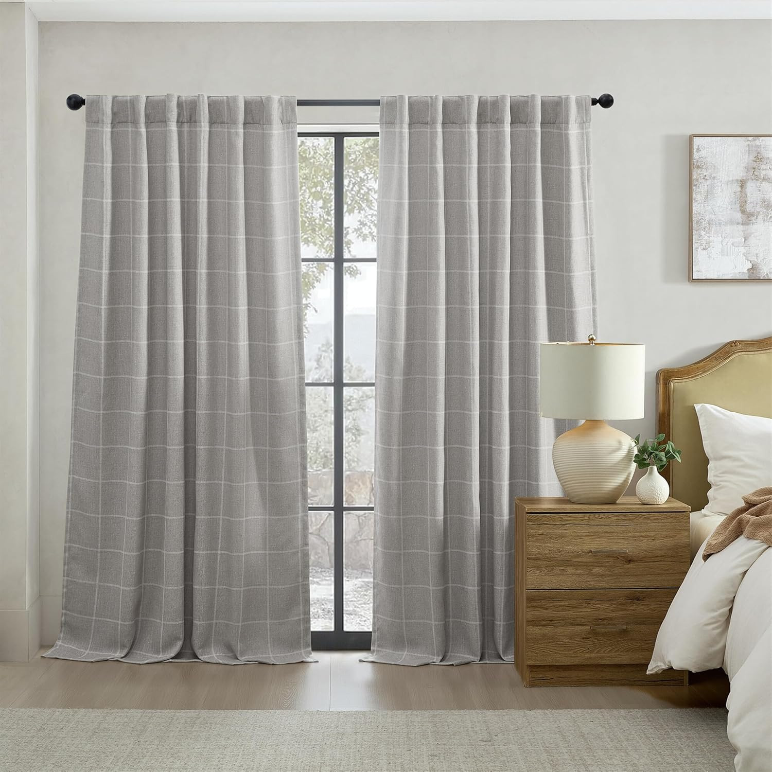 Home Fashions Sawyer Windowpane Plaid Room Darkening Single Window Curtain Panel