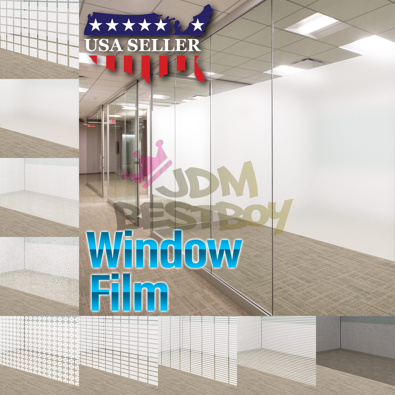 Glass Clear Film Static Cling Office Home Window Patterned Decoration Privacy