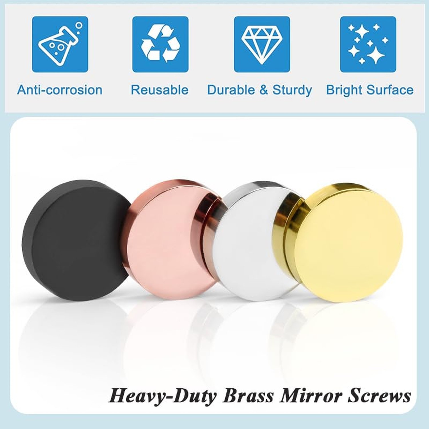 24 Sets Mirror Screw, 10mm Decorative Brass Cap Chrome Covers Brushed Polishe…