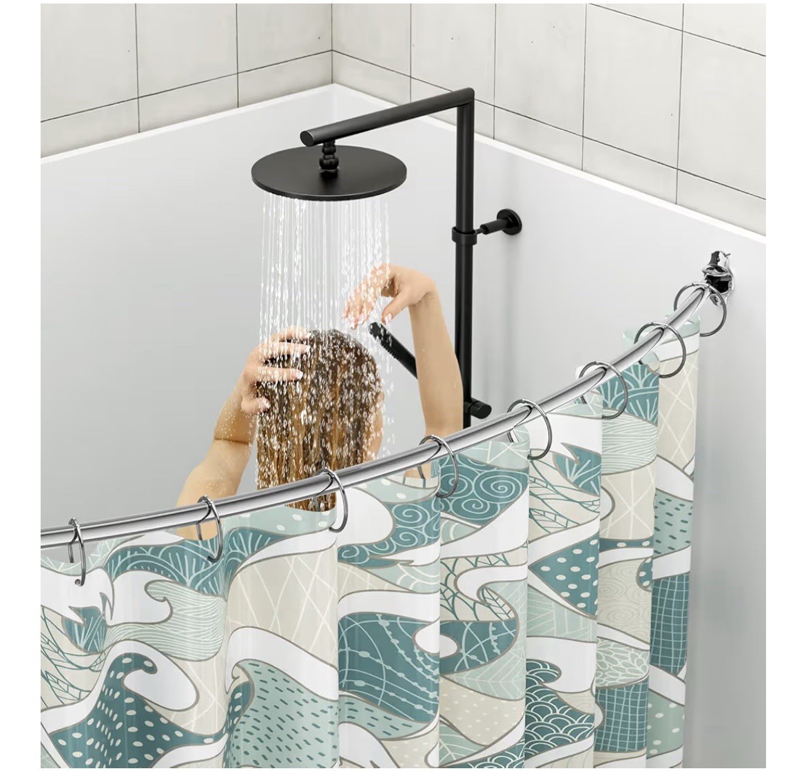 Curved Shower Curtain Rod, Adjustable 43-74 inches Extra Wide Silver /Rust Proof