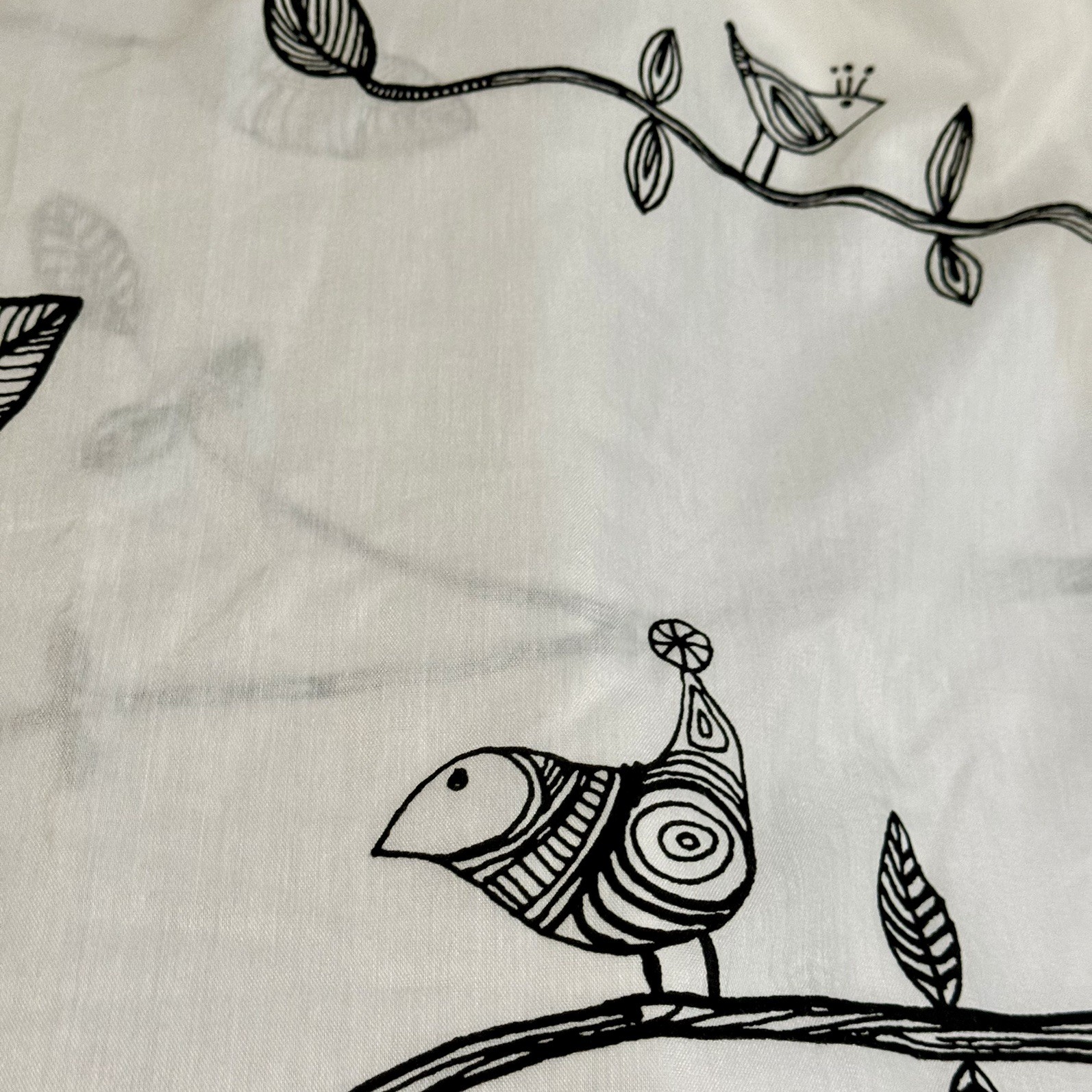 IKEA EIVOR Panel (1) 57×98 WH-BL Bird Tree Kajsa Aronsson Light Filtering EUC