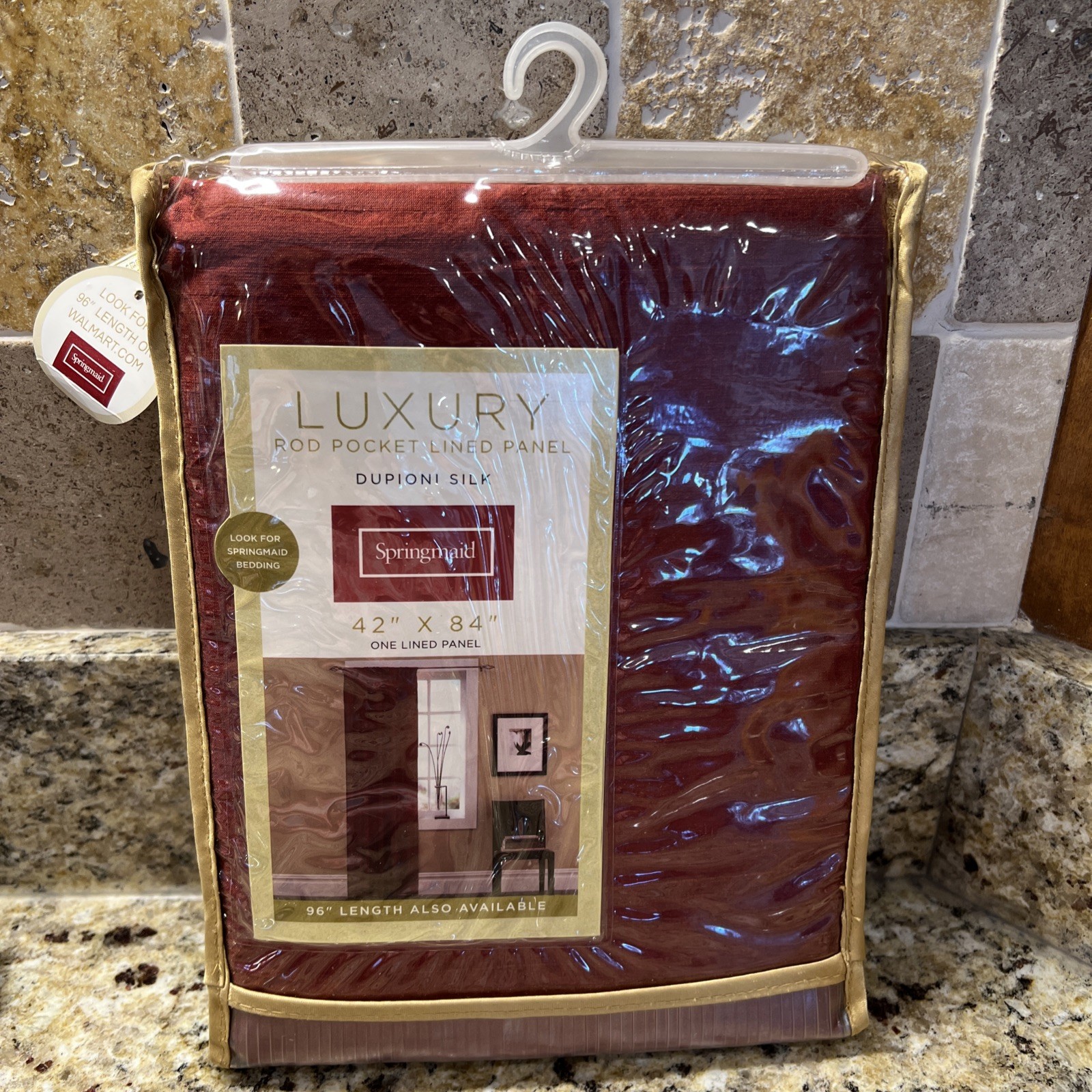 One Luxury Rod Pocket Lined Panel Curtain 42”x84” Springmaid Plaza Silk Red