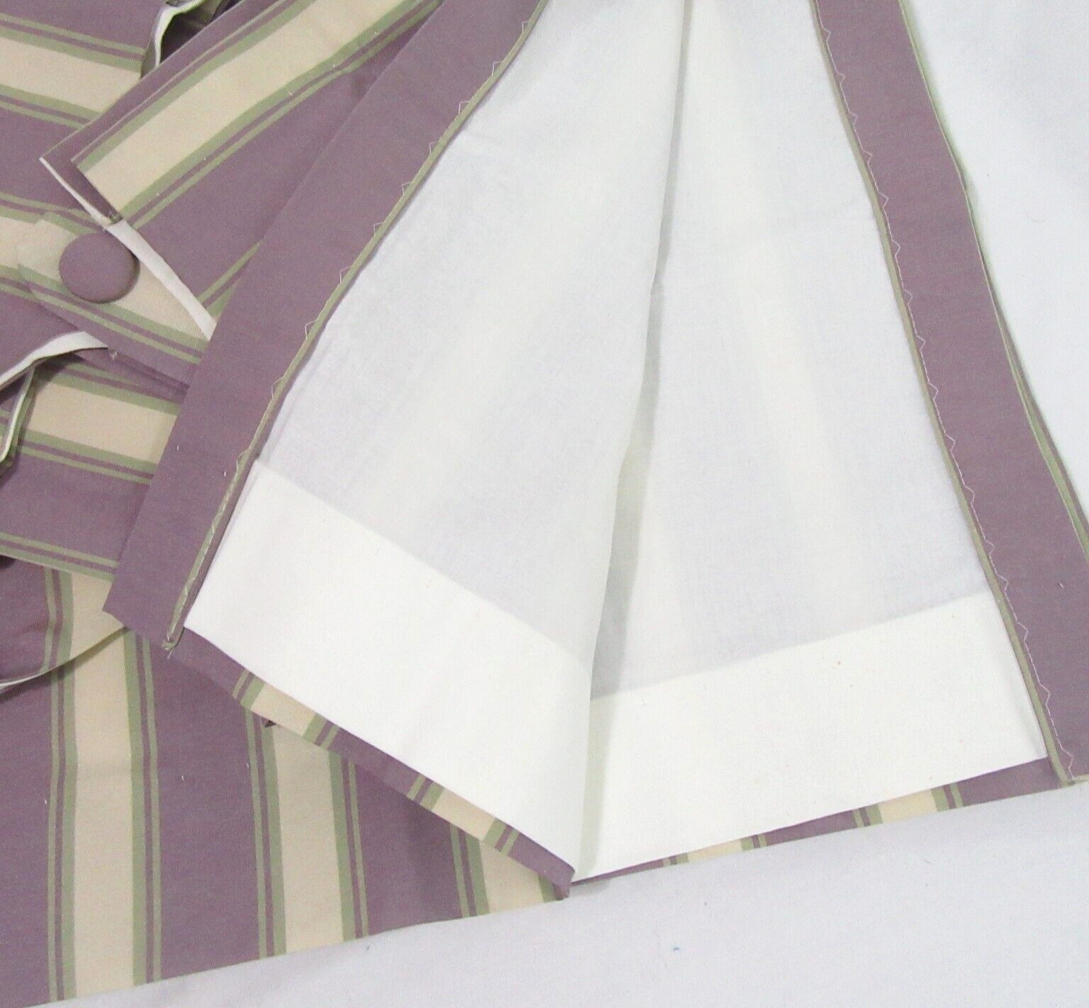 Custom Stripe Lavender 2pc 100 x 73 Button Tab-Top Drapery Panel Set