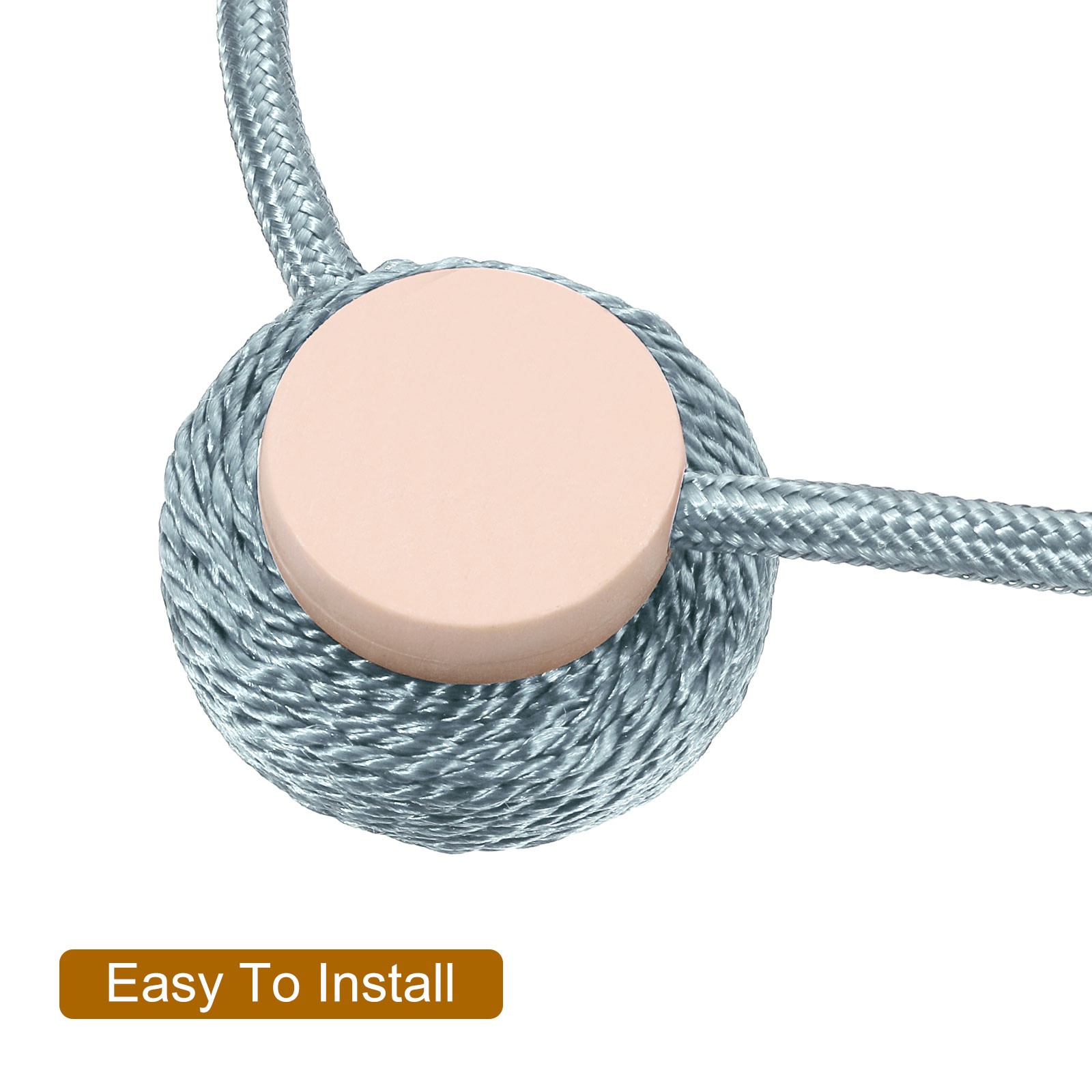 2 Pack Curtain Tieback Polyester Hand Woven Rope Magnetic Design Light Blue