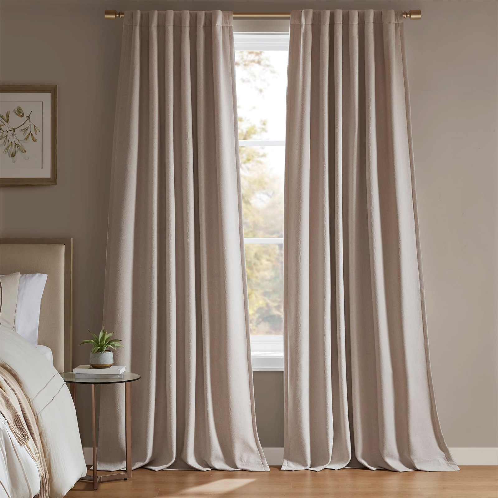 Madison Park Karien 100% Blackout Curtains 52×84 – Linen, 2-Layer Noise Blocking