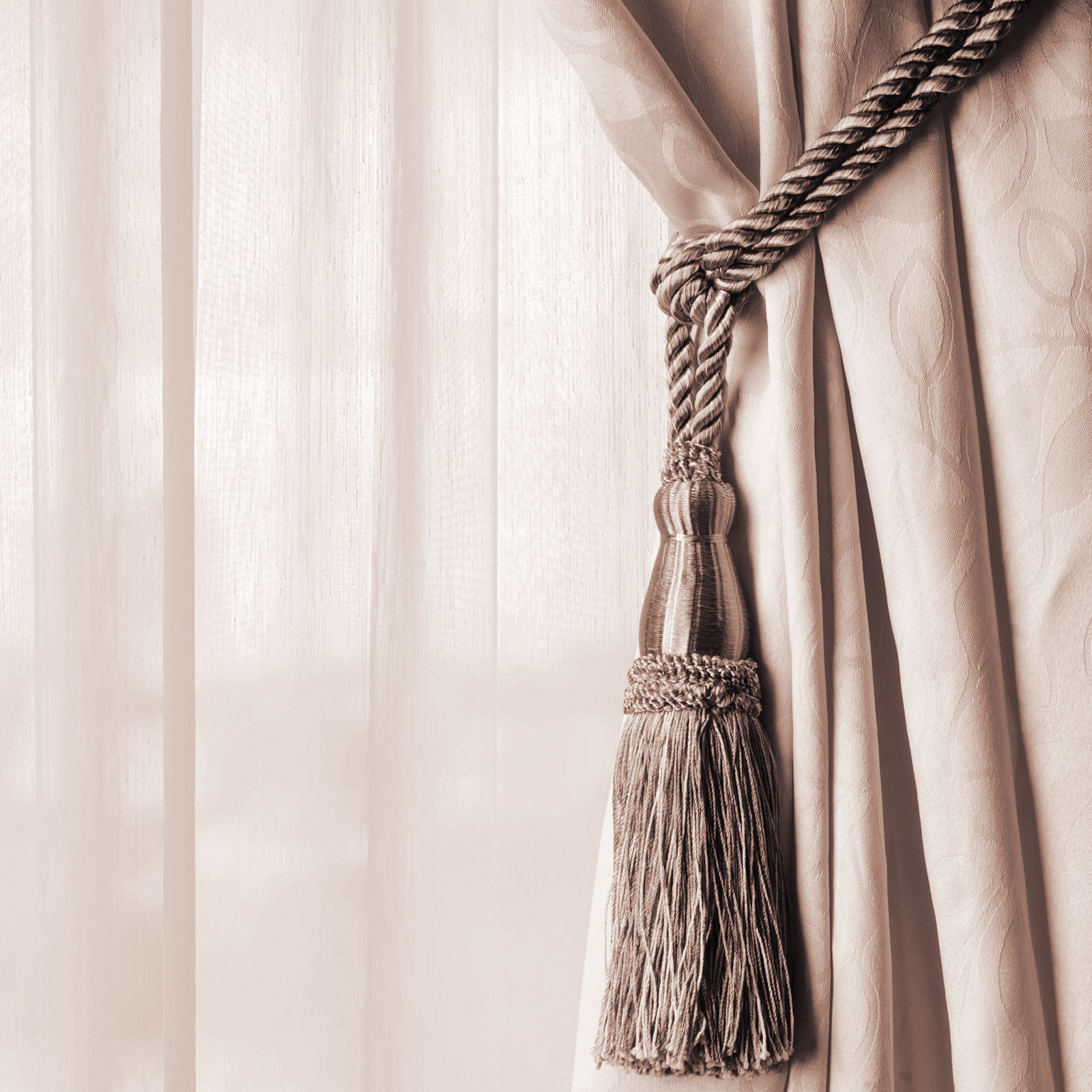 DÉCOPRO Tassel Tieback, Style# TBC085, Color# PR02 – Bistro Beige [Set of 4]