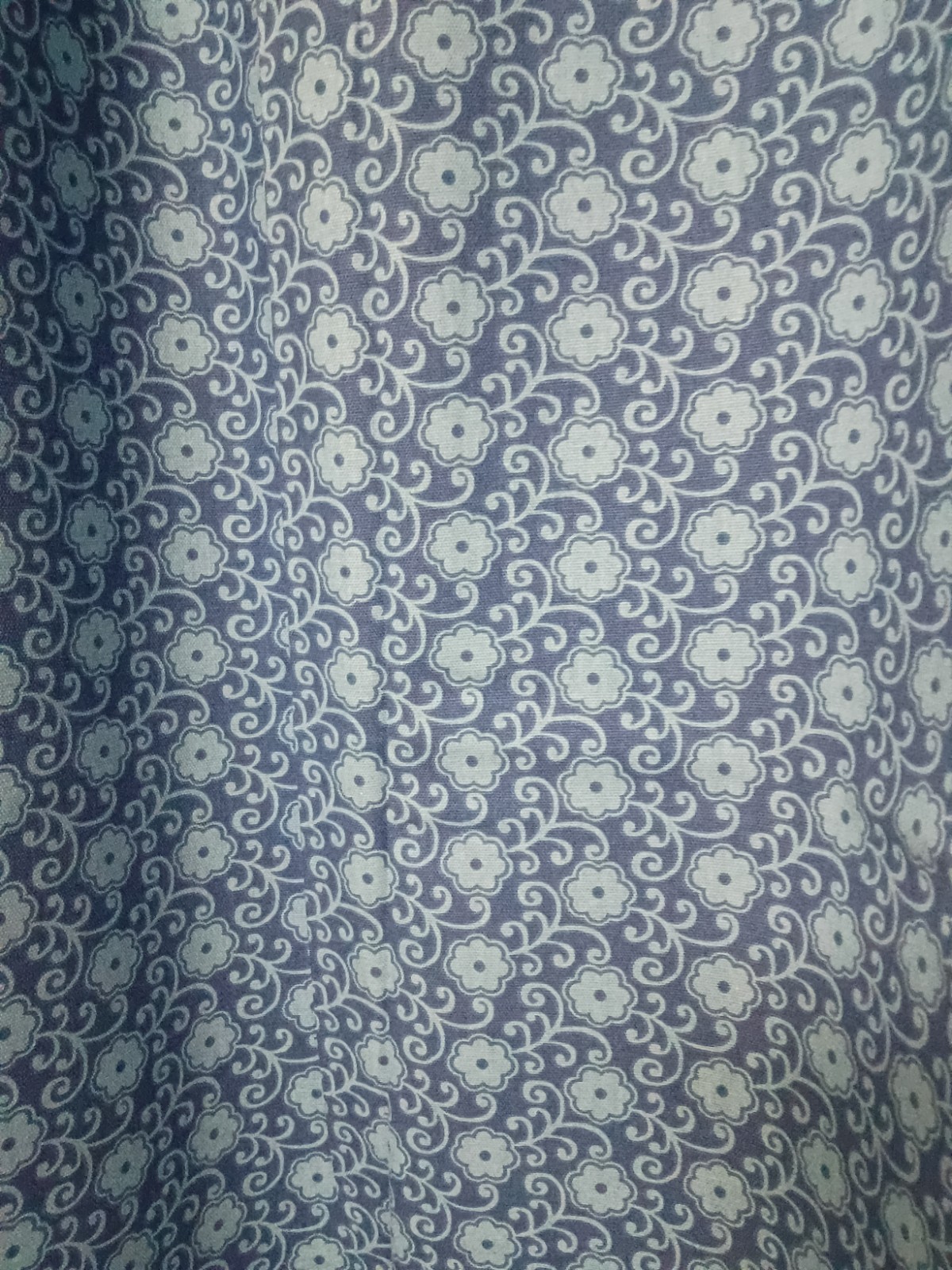 Country Drape Curtains Panels Blue Daisy Pattern Handmade Pair 43″ X 60″ Lined