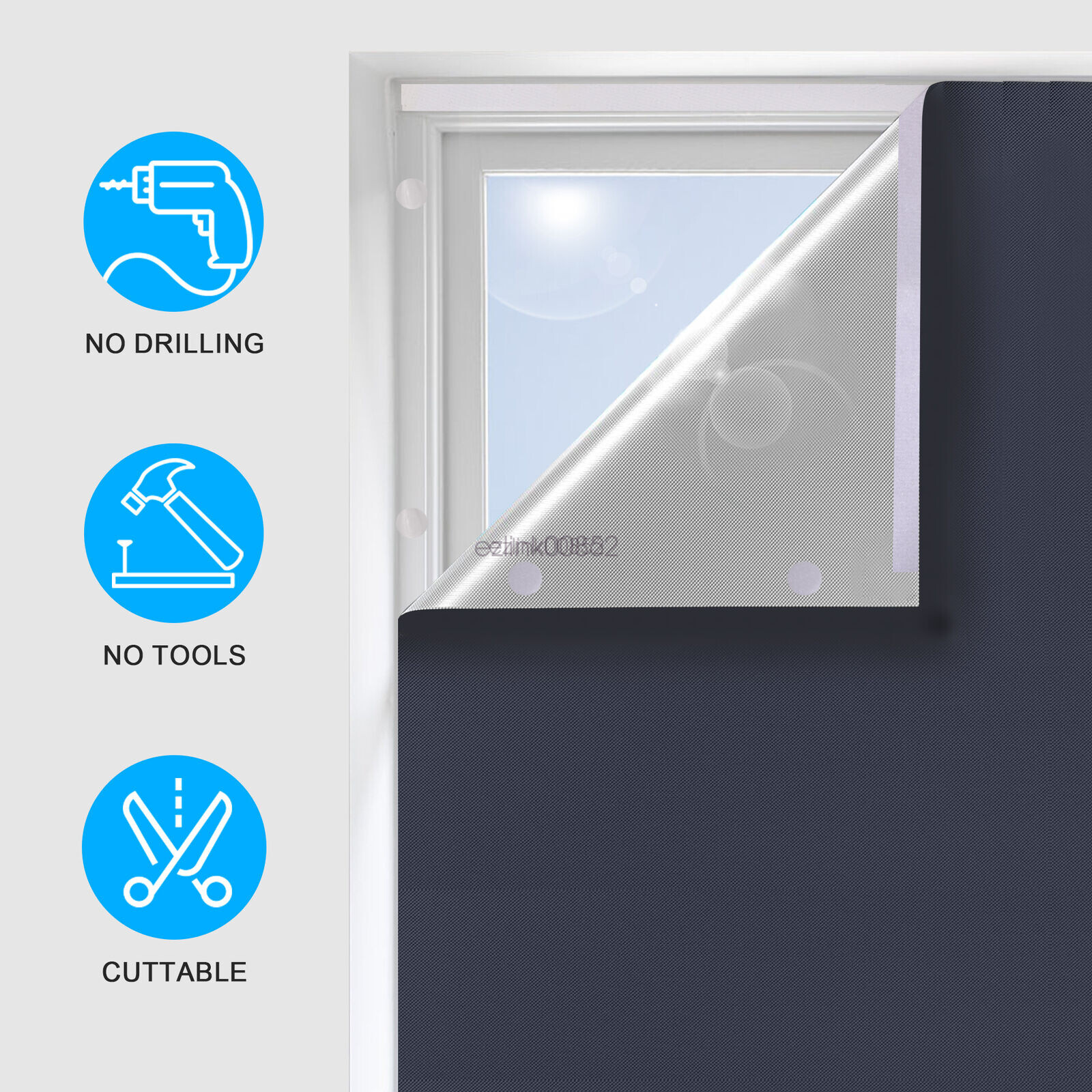 100% Blackout Roller Shades, No Tools No Drill Cordless Blinds for Windows