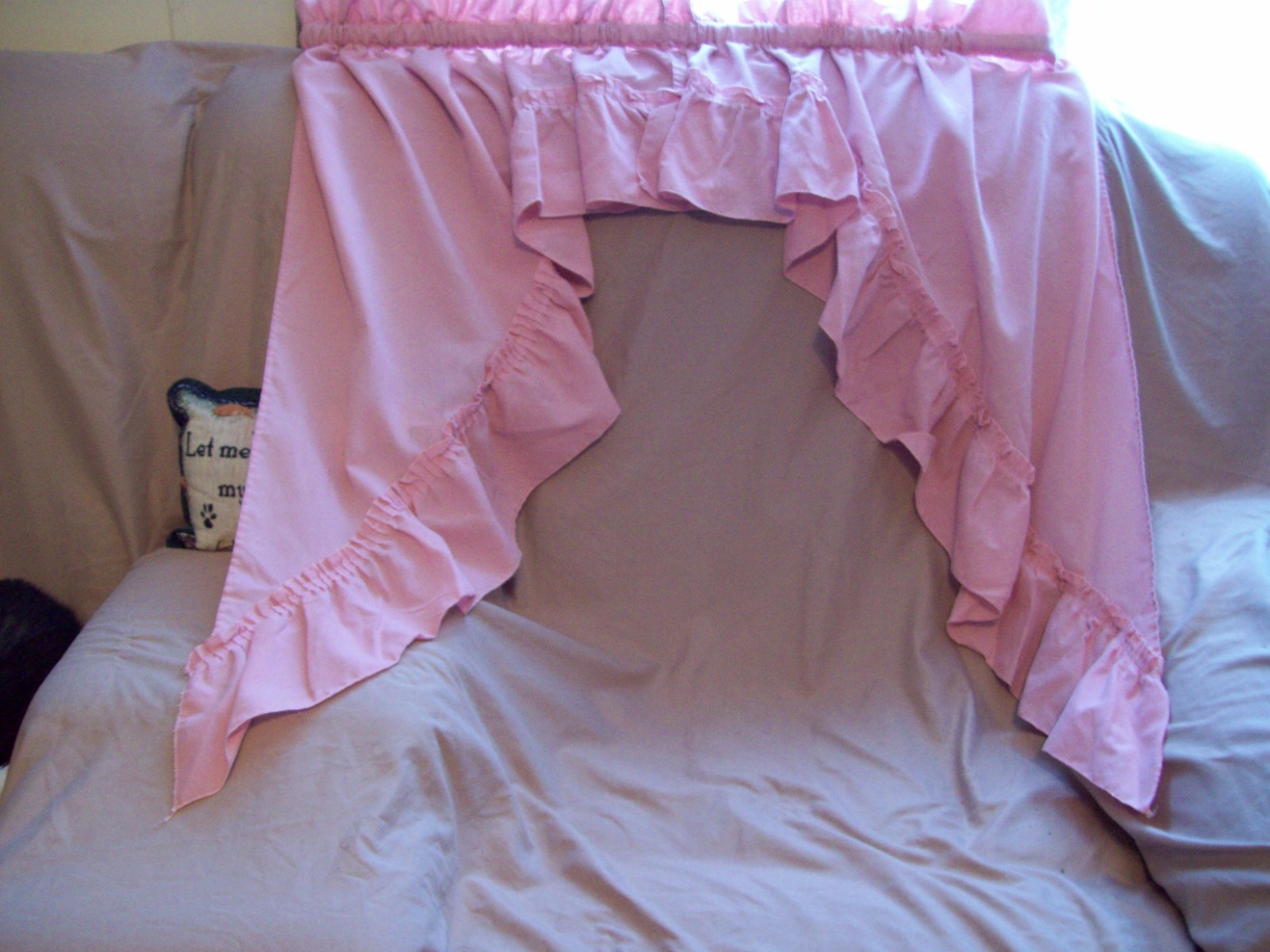 Pink Swag Curtains W/Ruffles