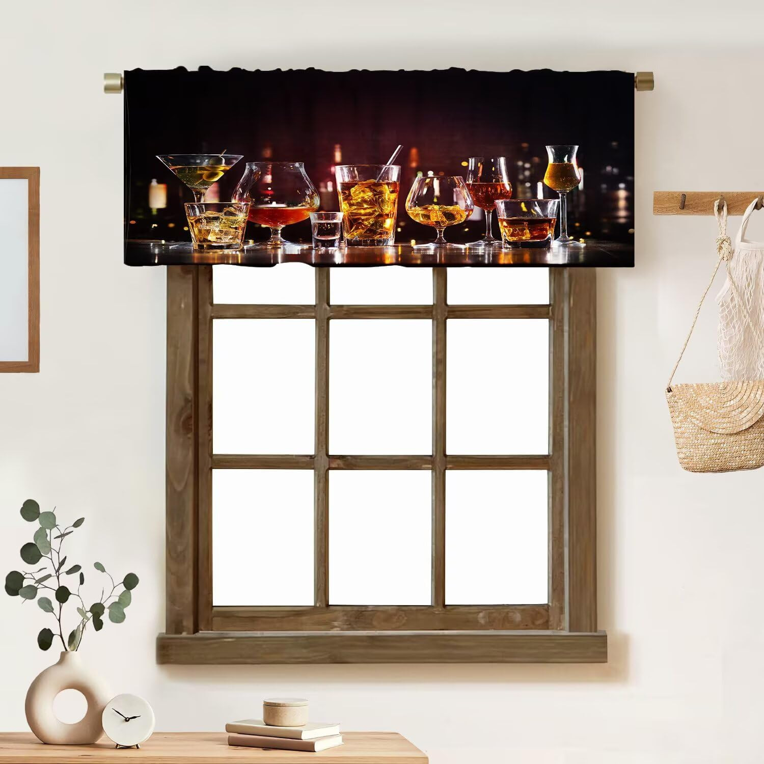 Wine Glass Valance Curtain Red Wine Hard Strong Drinks Spirits Glasses Bar Count