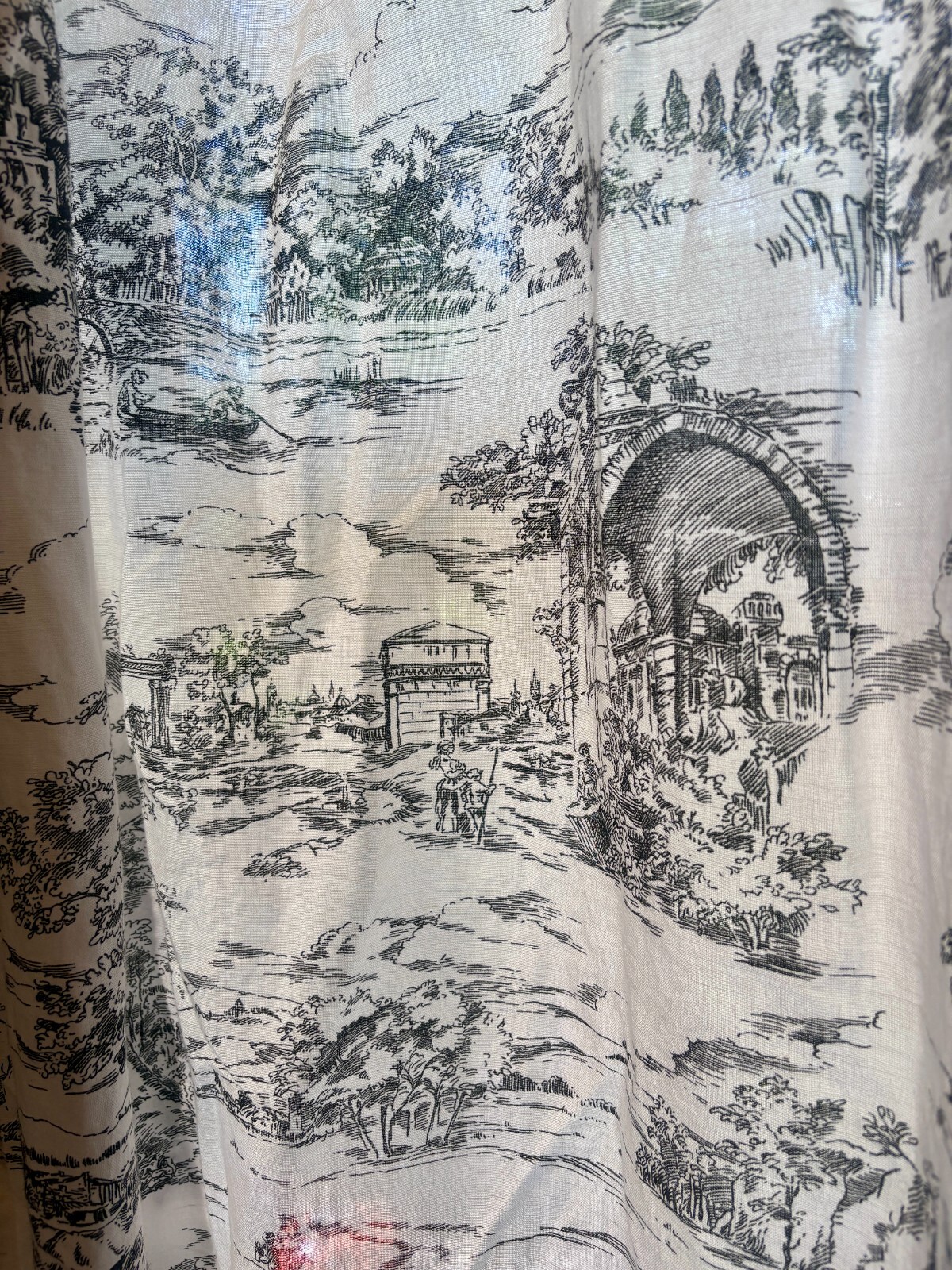 Chic French Toile de Jouy Black Curtains – 95” Light Filtering Curtains PAIR