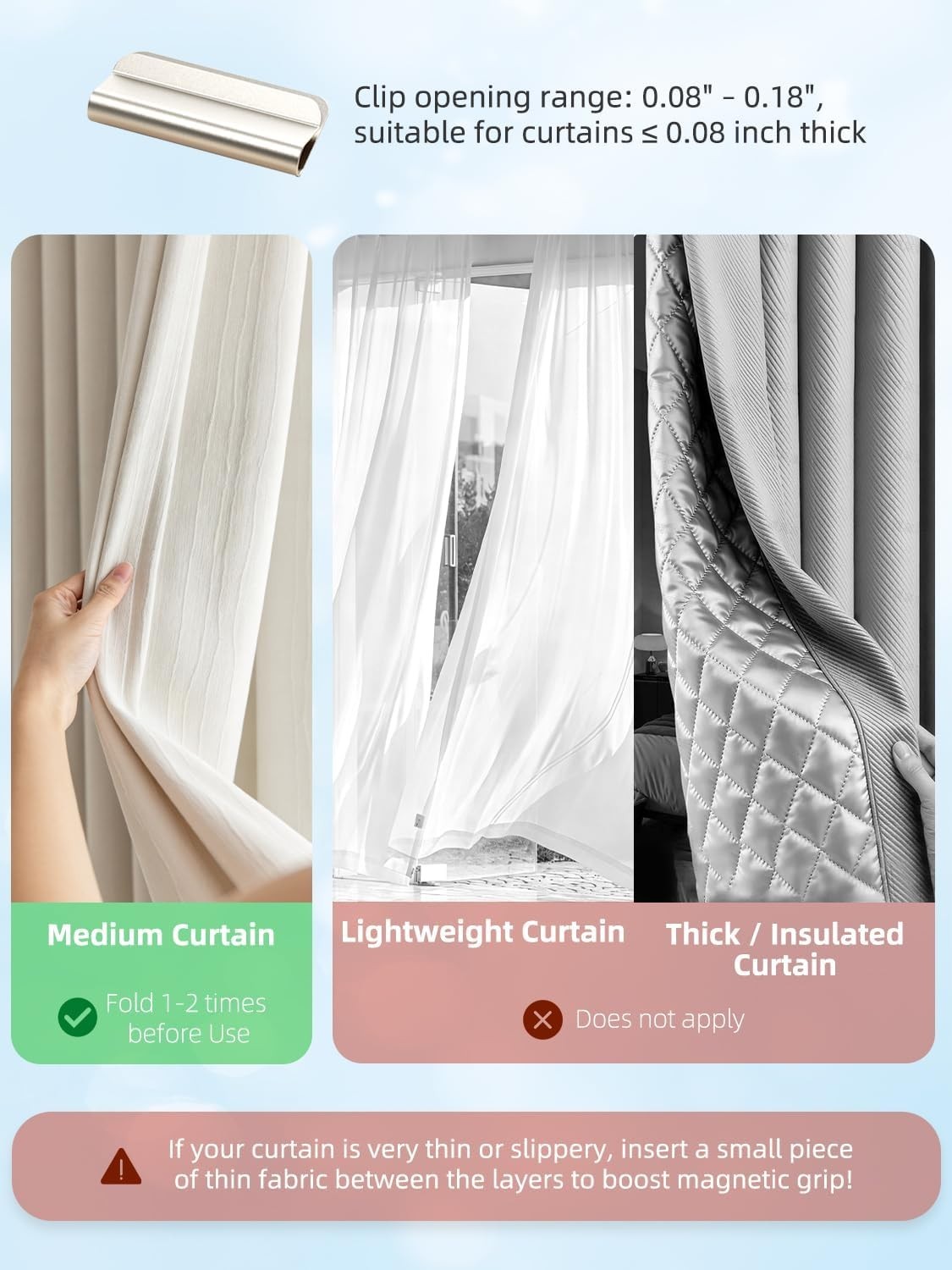 Magnetic Curtain Clips, Detachable Curtain Magnets Closure, No Drill, Magnets fo