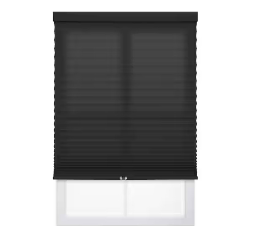 Black Cordless Room Darkening Polyester Pleated Shades – 26 in. W x 64 in