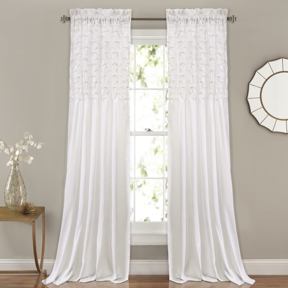 Lush Decor Bayview Elastic Embroidery Window Curtain Panel Pair 108 L X 54 W