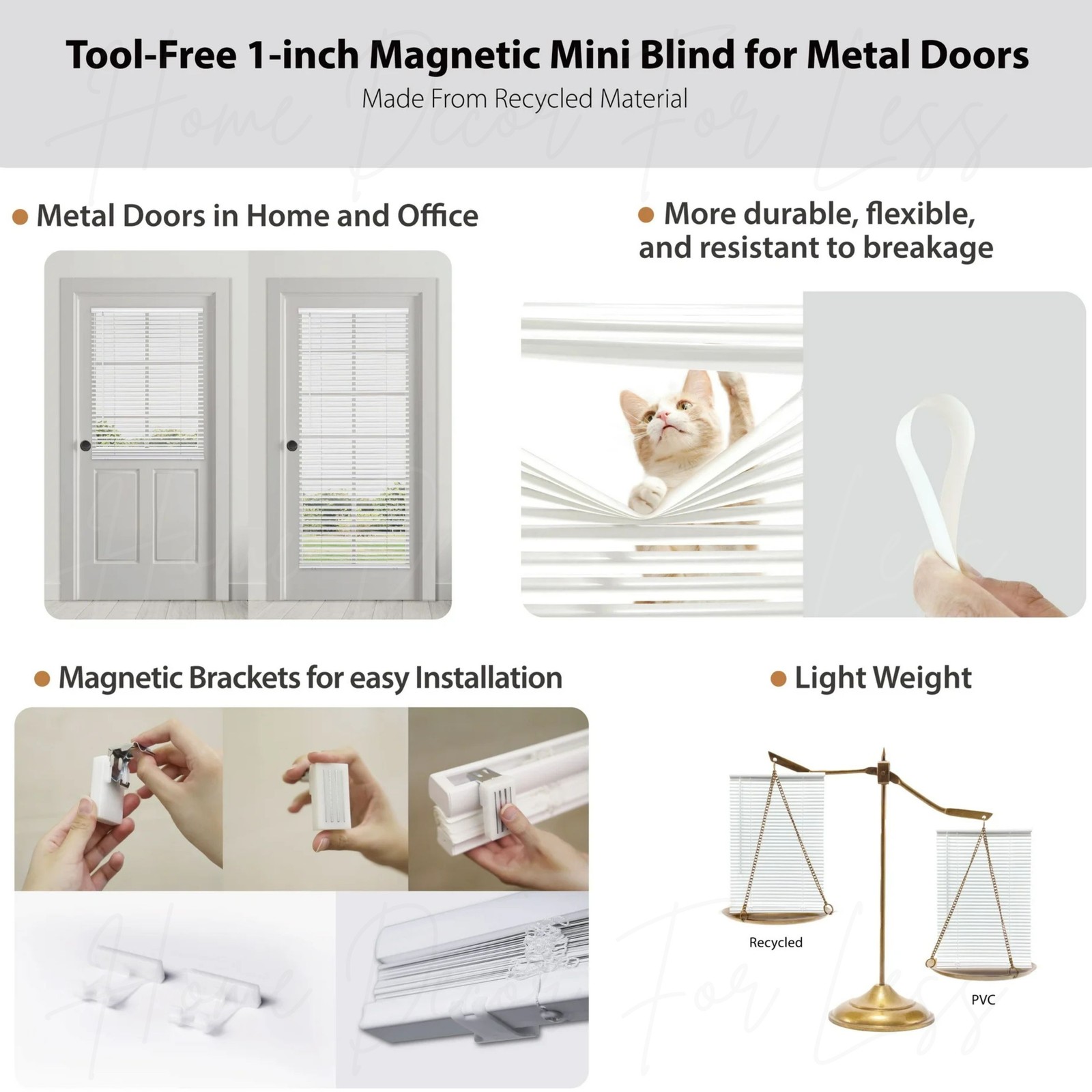 Magnetic Blind For Steel Door Window Vinyl Curtain Magnet Shade 25×40 or 25×68