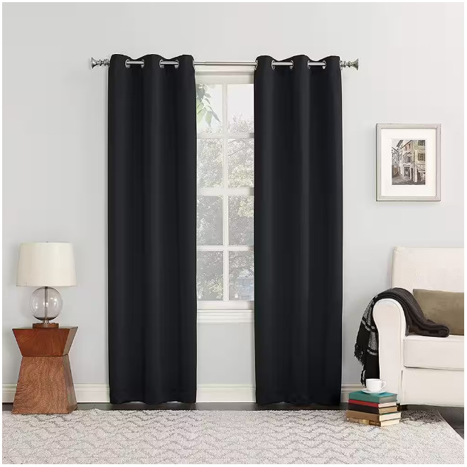 40″x63″ Black Grommet Curtain Panel, Blackout, Kenneth Energy Saving, Sun Zero