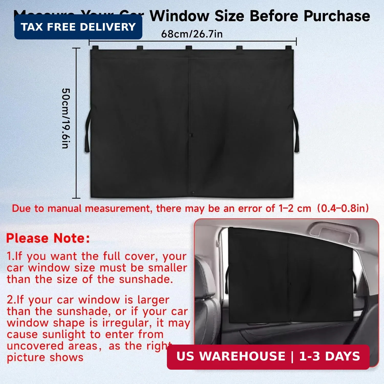 Car Window Shades, 2 PCS Magnetic Double Layer Auto Sun Shade for Side Windows P