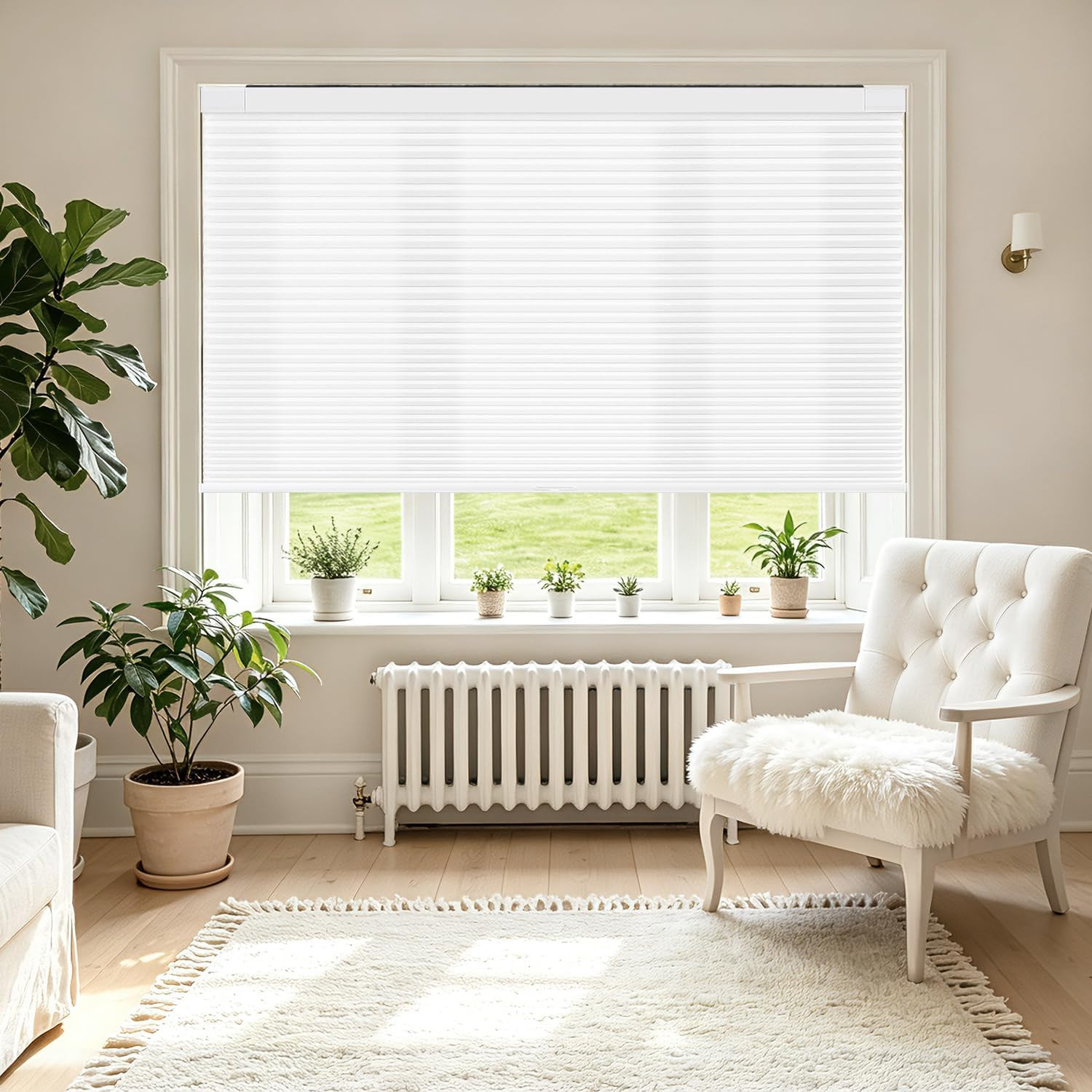 No Tools No Drill Cordless Cellular Shades Blinds for Indoor Windows, Light Filt
