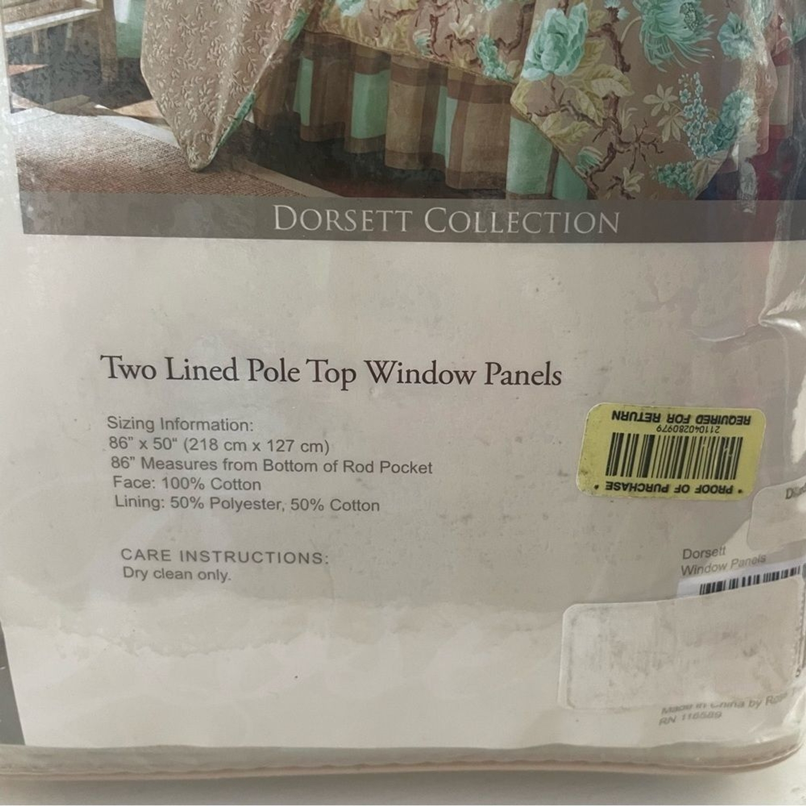 Rose Tree Dorsett Collection Floral Two Lined Pole Window Panels NWT