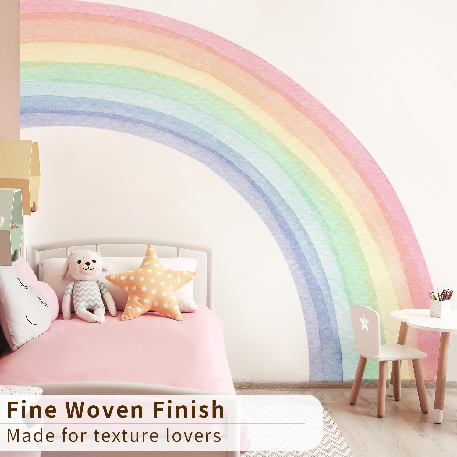 funlife Fabric Peel and Stick Large Rainbow Wall Pastel Right Half